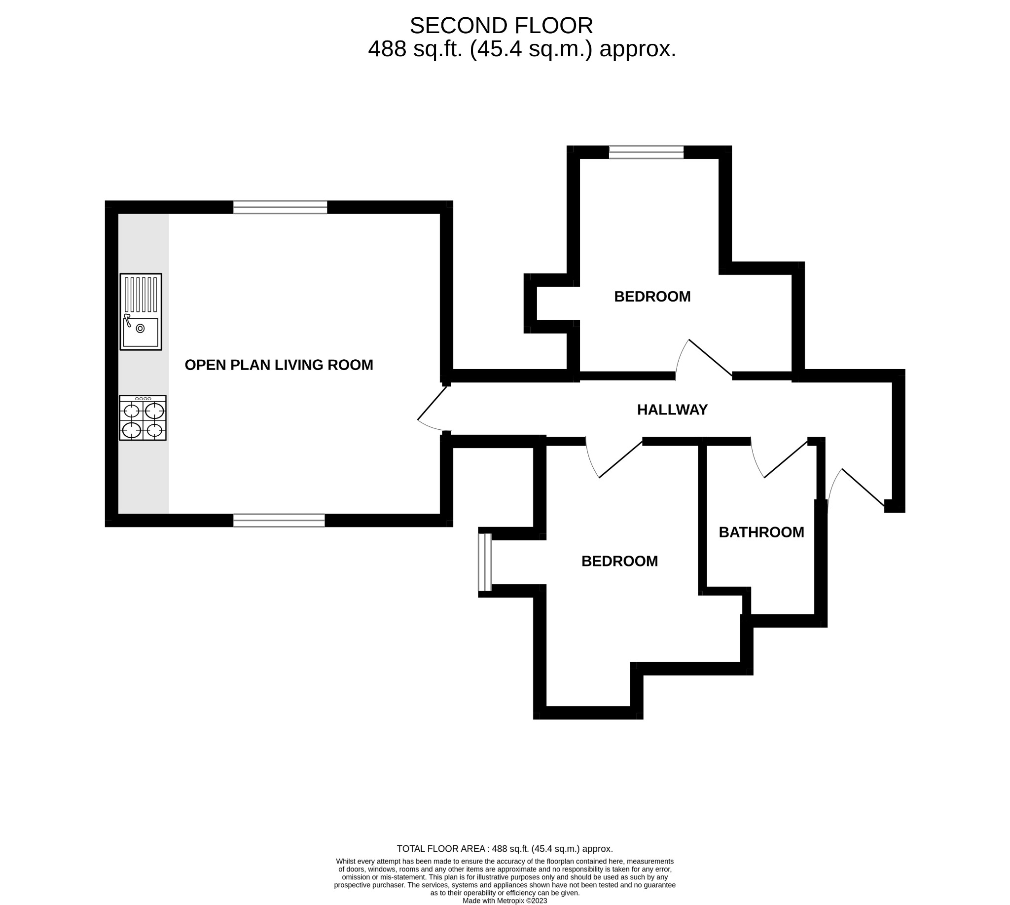 2 bed flat to rent in The Crescent, Bournemouth - Property floorplan