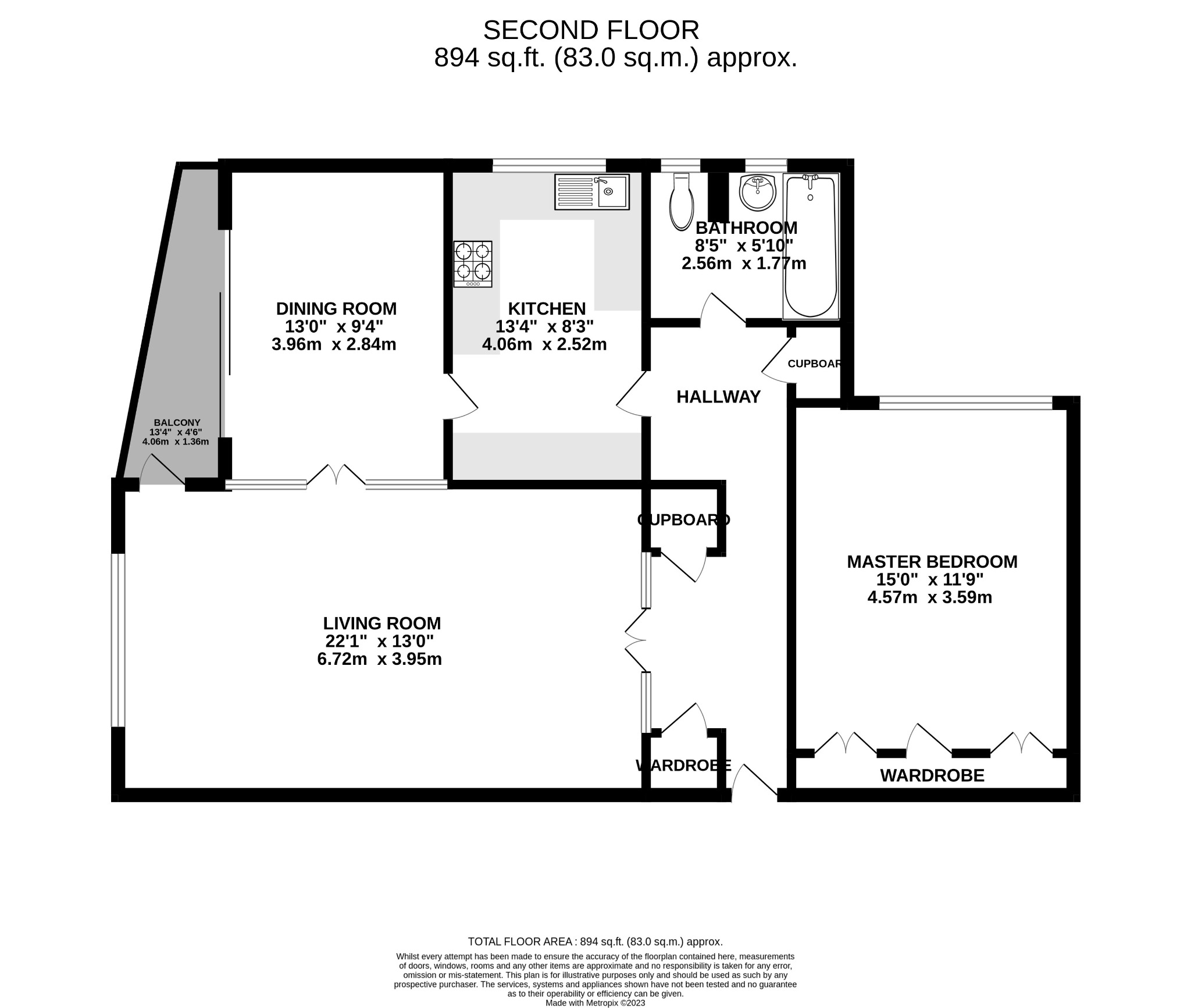 1 bed flat to rent in Ashton Court, Poole - Property floorplan