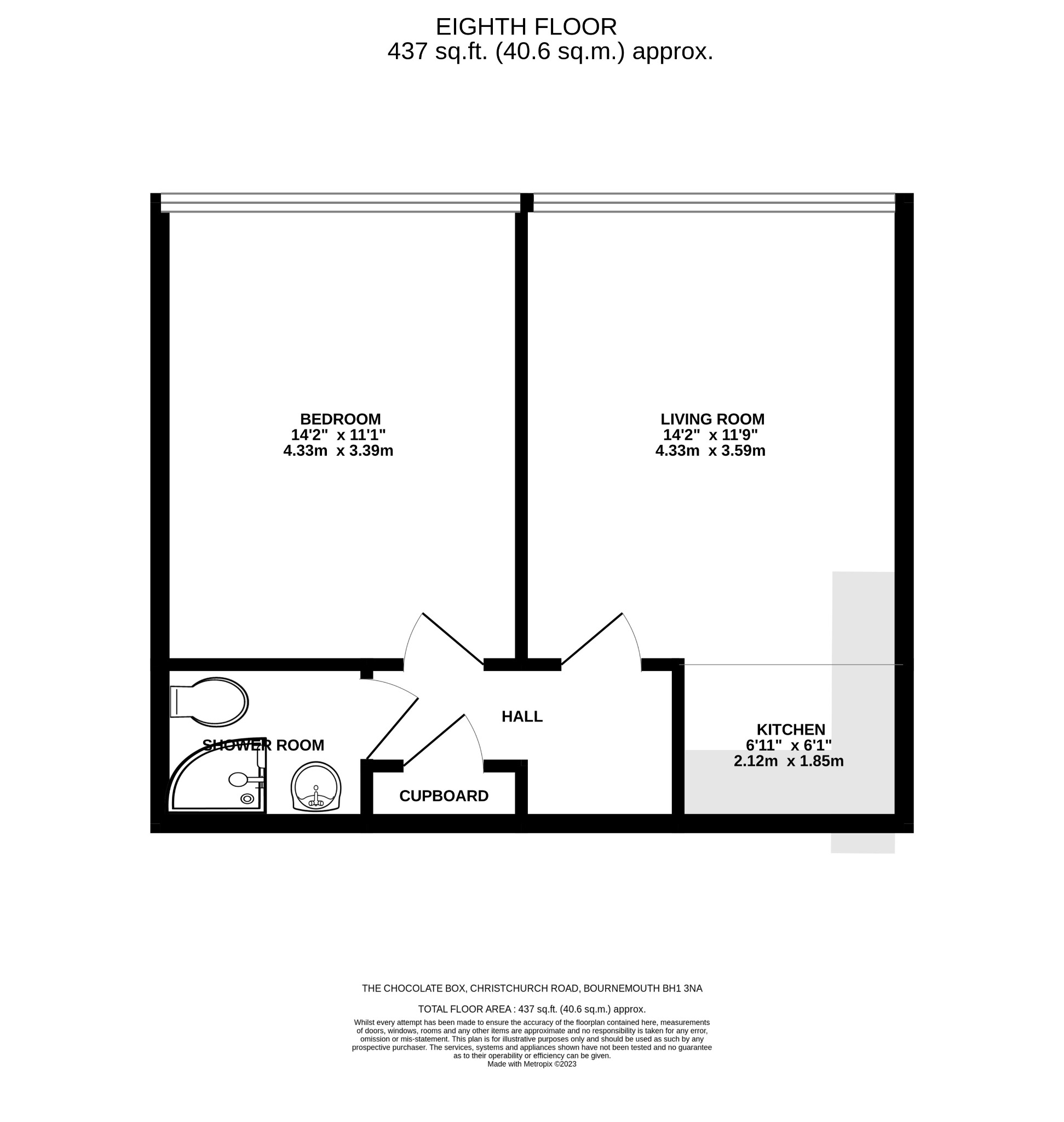 1 bed flat to rent in The Chocolate Box, Bournemouth - Property floorplan