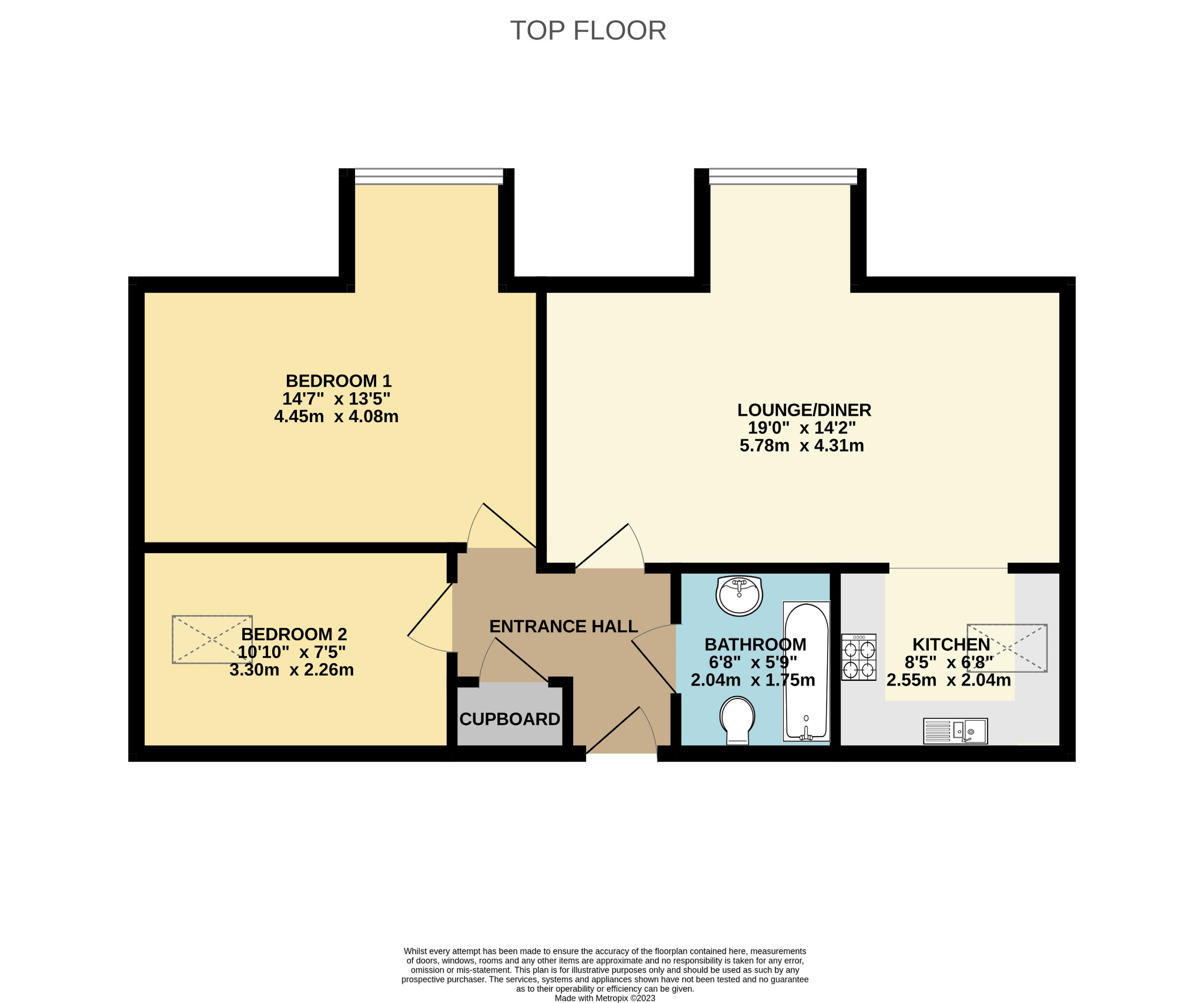 2 bed flat for sale in Primrose Court, Bournemouth - Property floorplan