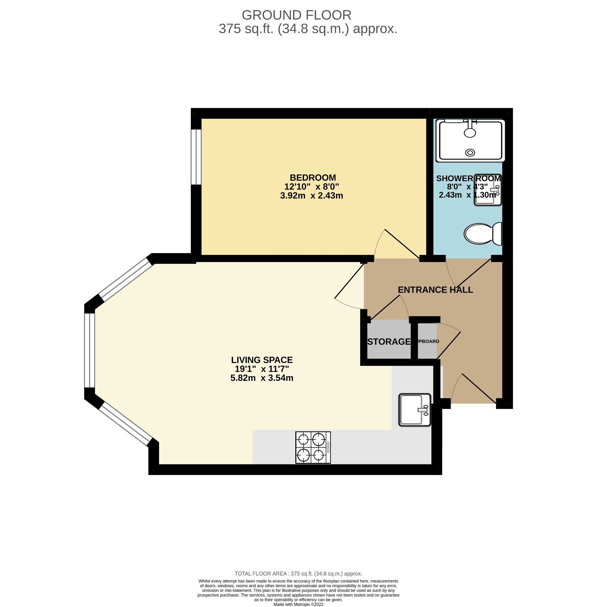 1 bed flat to rent in Knyveton Road, Dorset - Property floorplan