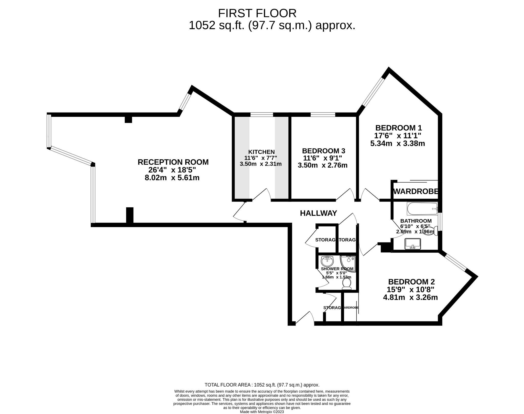 3 bed flat to rent in Fairlea, Bournemouth - Property floorplan