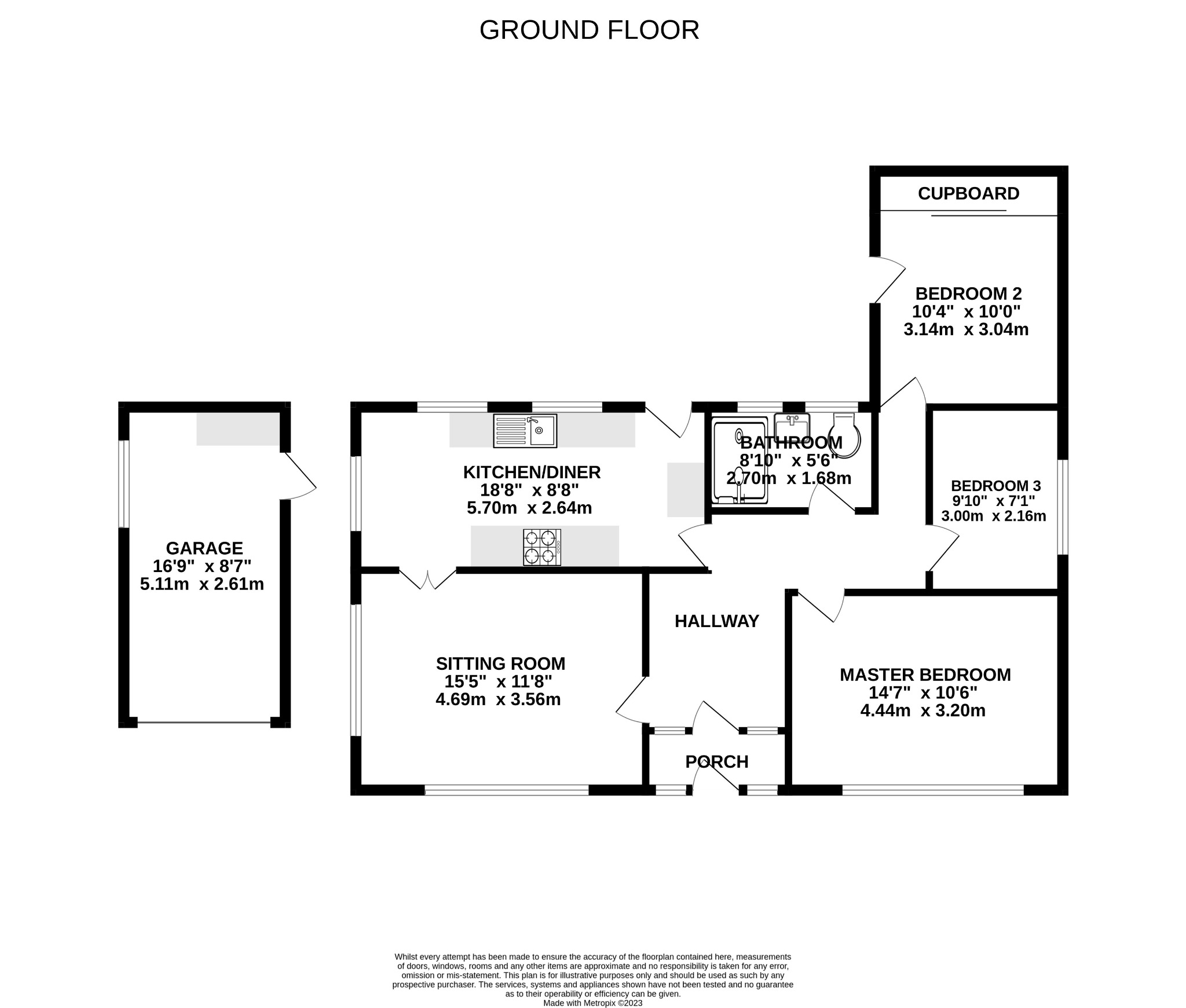 3 bed bungalow to rent in Monkton Close, Ferndown - Property floorplan