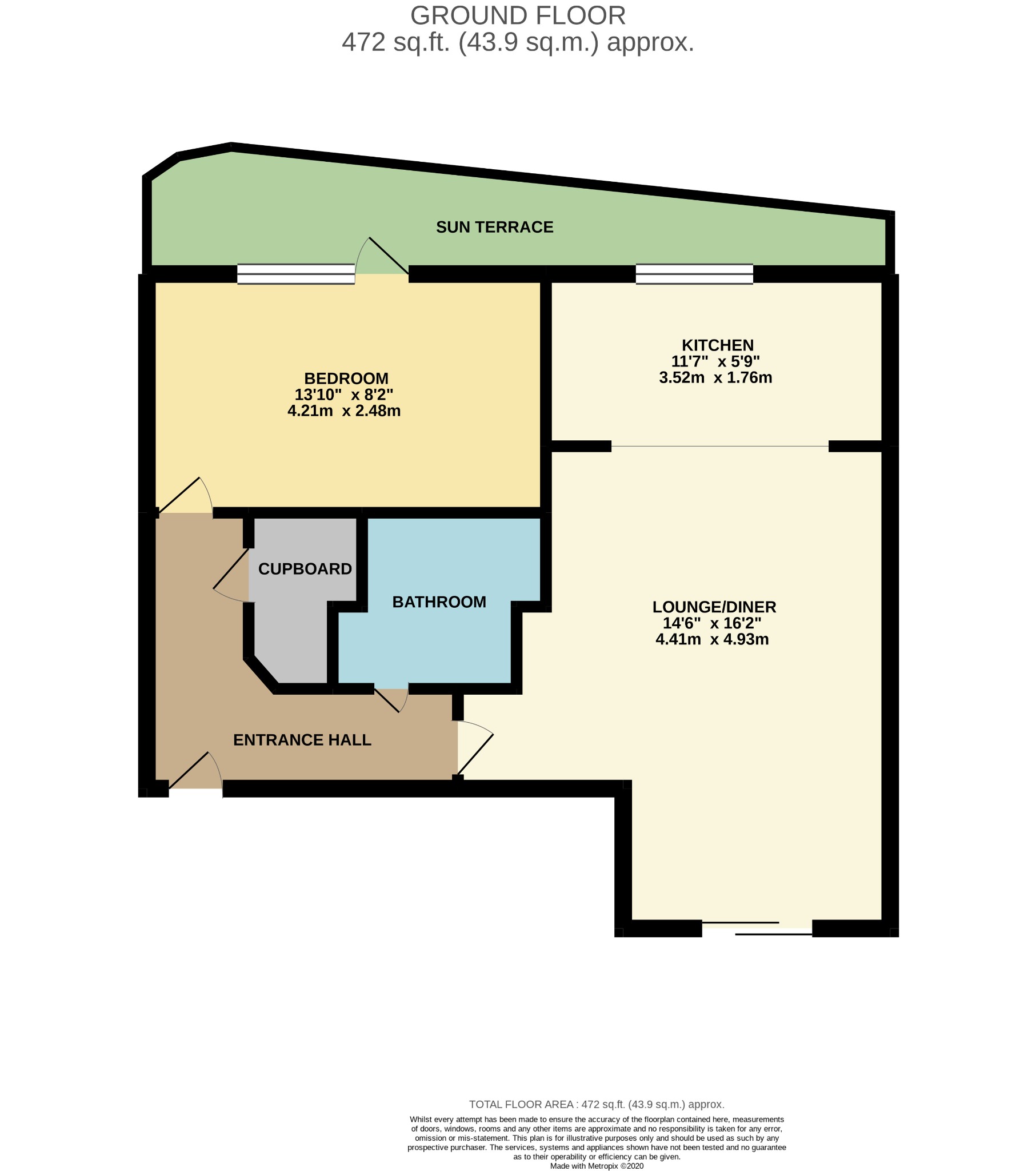 1 bed flat to rent in Honeycombe Beach, Boscombe - Property floorplan
