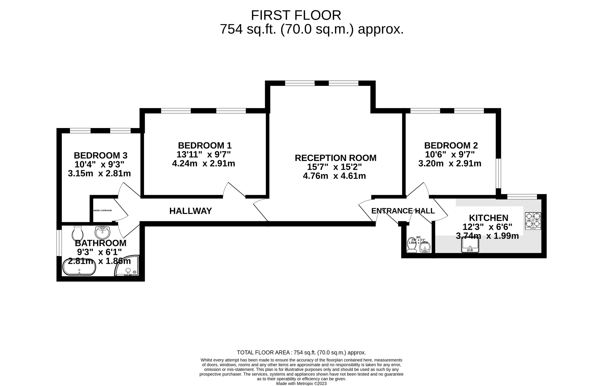 3 bed flat for sale in The Gables, Poole - Property floorplan