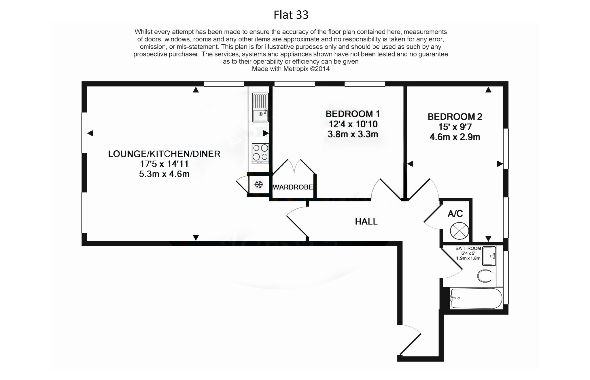 2 bed flat to rent in Victoria House, Ferndown - Property floorplan