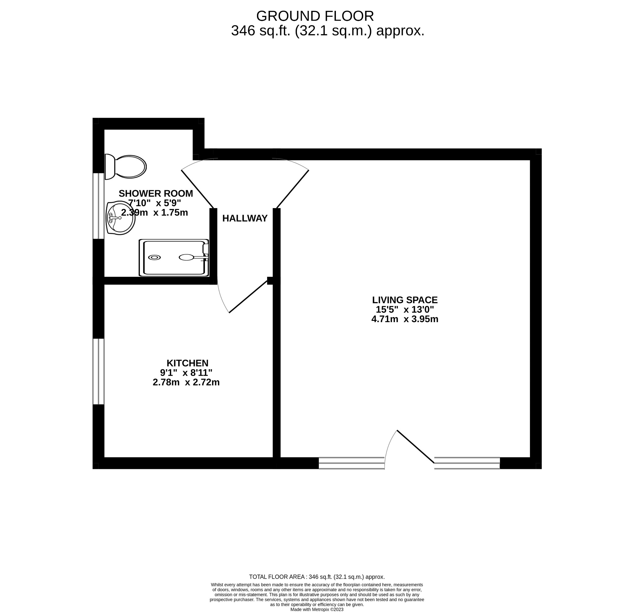 1 bed studio flat to rent in Wootton Gardens, Dorset - Property floorplan