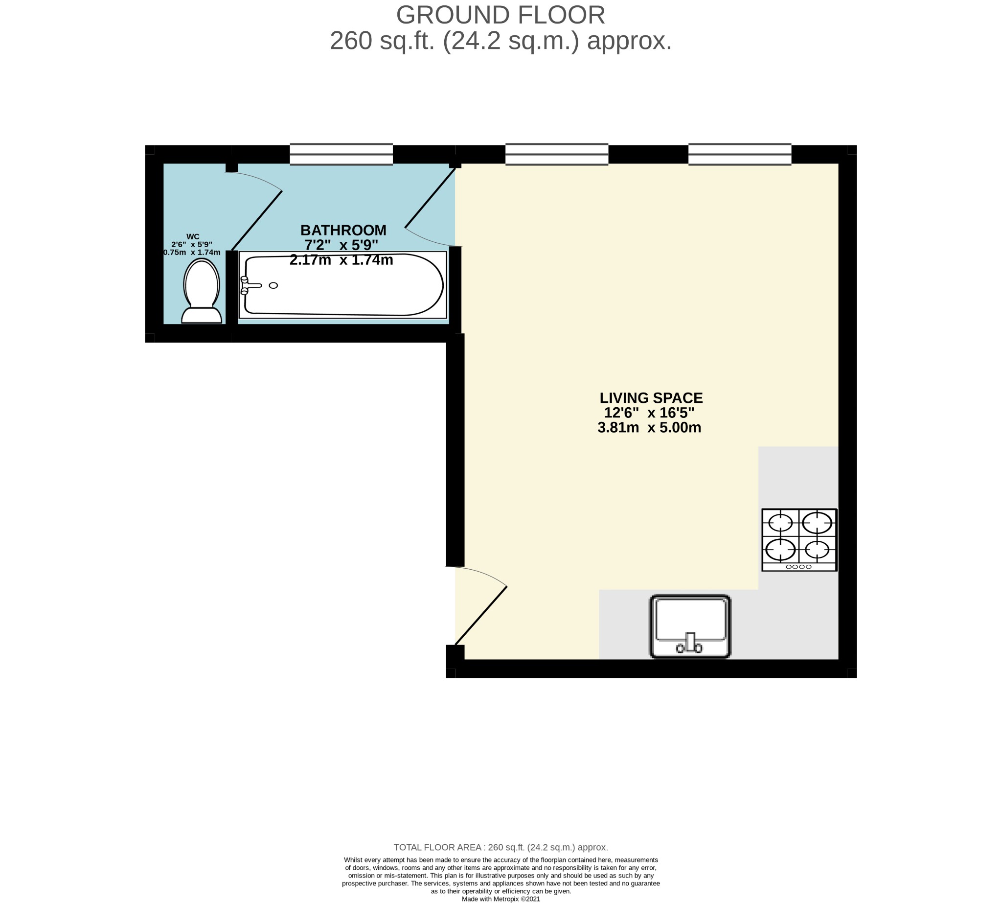 1 bed studio flat to rent in Wootton Gardens, Dorset - Property floorplan
