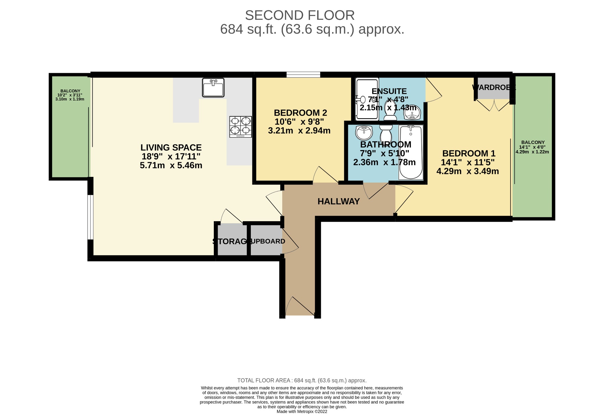2 bed flat to rent in Sandbanks Road, Poole - Property floorplan