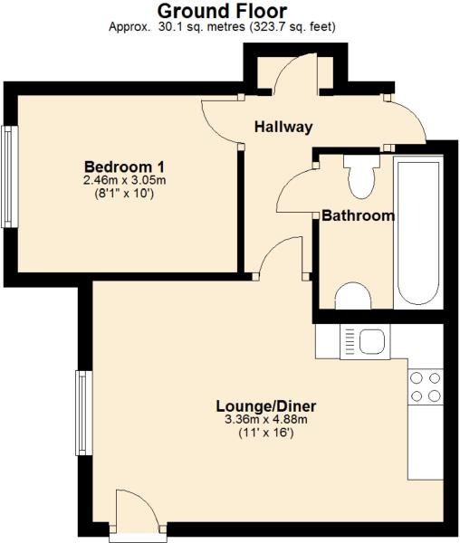 1 bed flat to rent in Cambridge Road, Bournemouth - Property floorplan