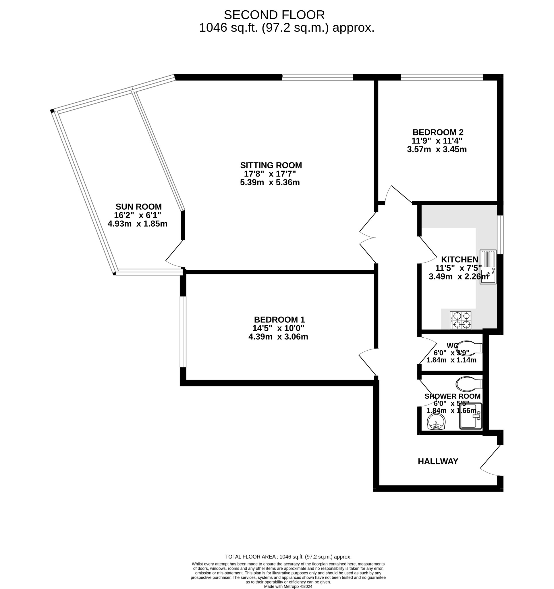 2 bed flat to rent in Princes Gate, Bournemouth - Property floorplan
