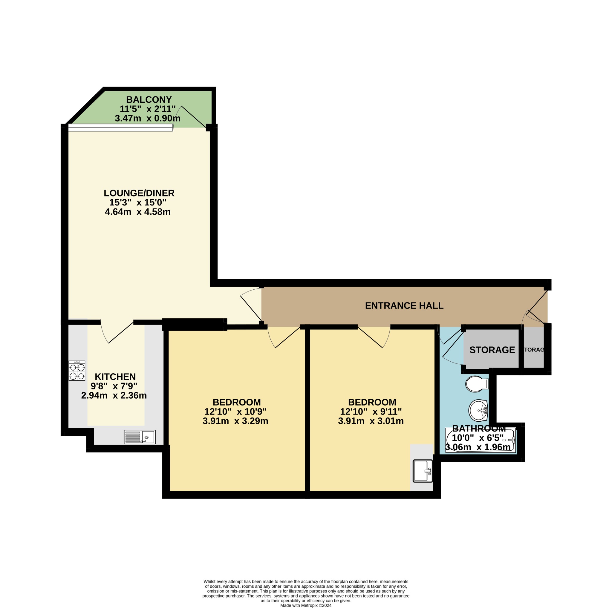 2 bed flat to rent in Elizabeth Court, Bournemouth - Property floorplan