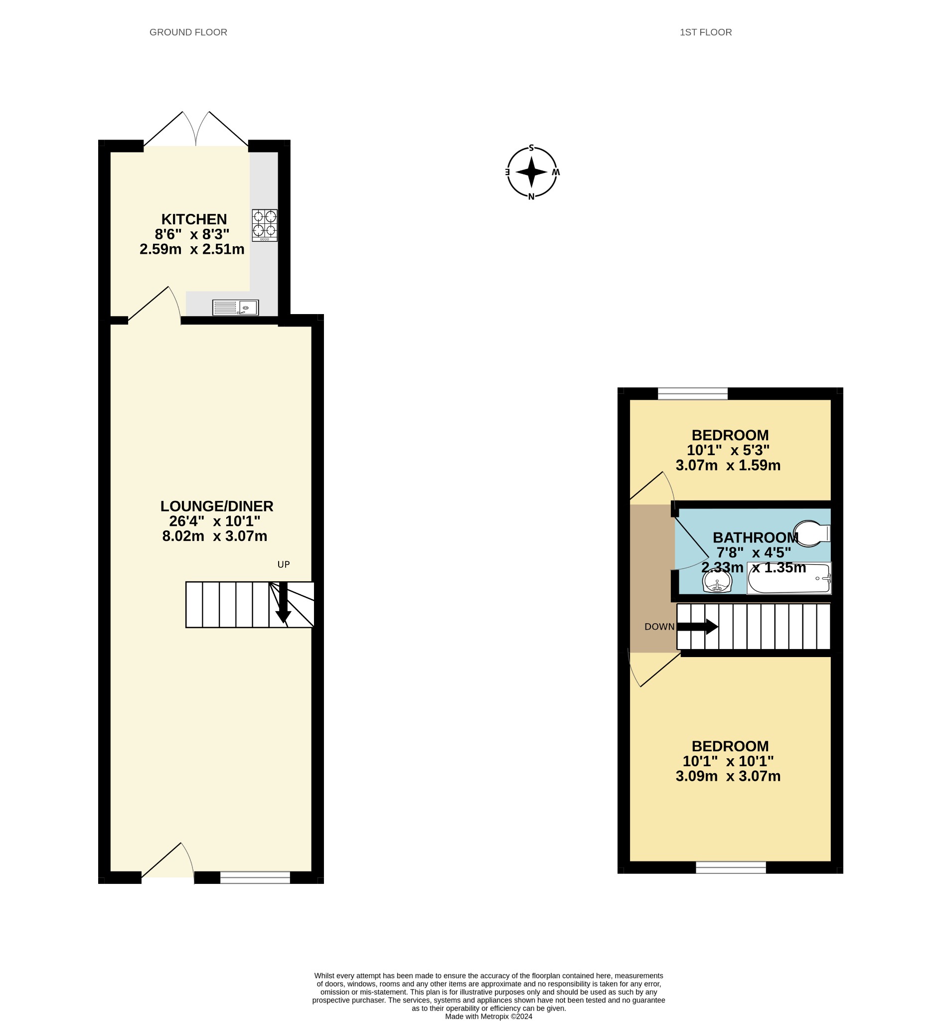 2 bed terraced house for sale in North Road, Bournemouth - Property floorplan