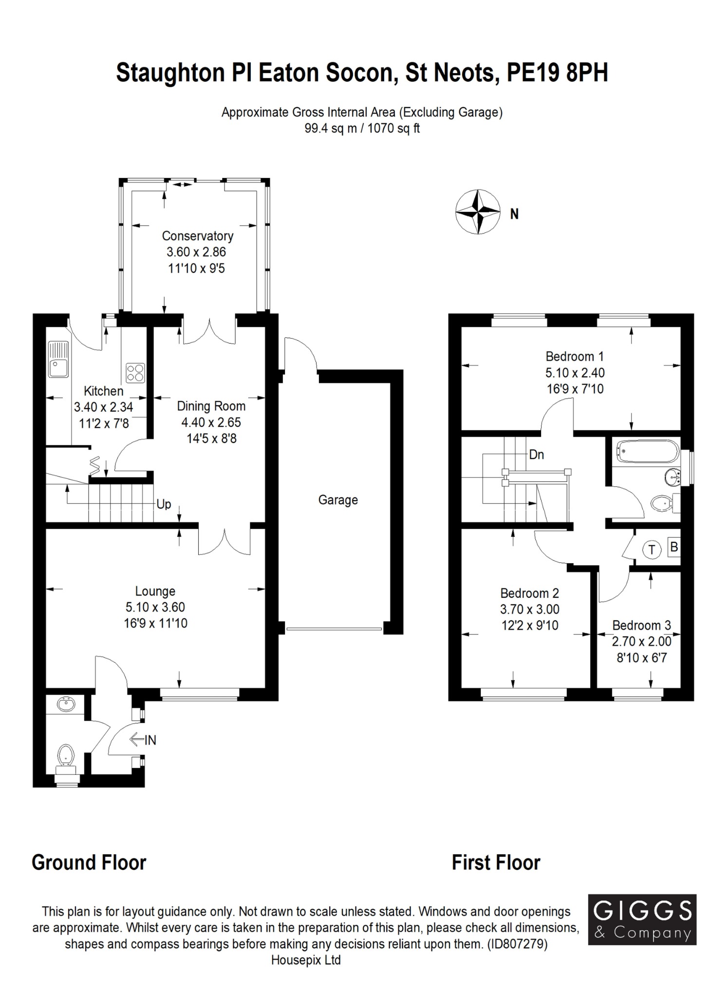 3 bed semi-detached house for sale in Staughton Place, St Neots - Property Floorplan
