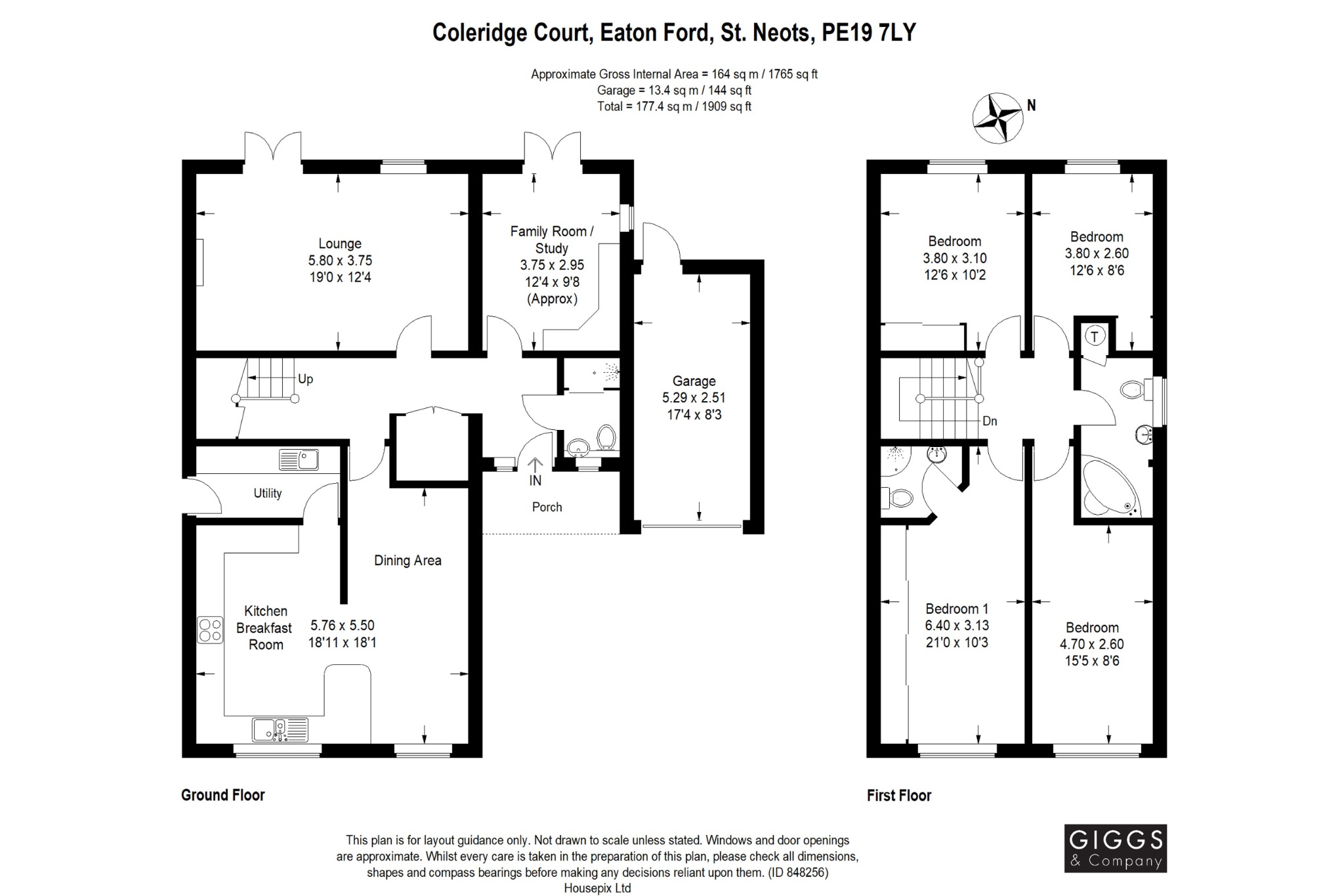 4 bed link detached house for sale in Coleridge Court, St. Neots - Property Floorplan