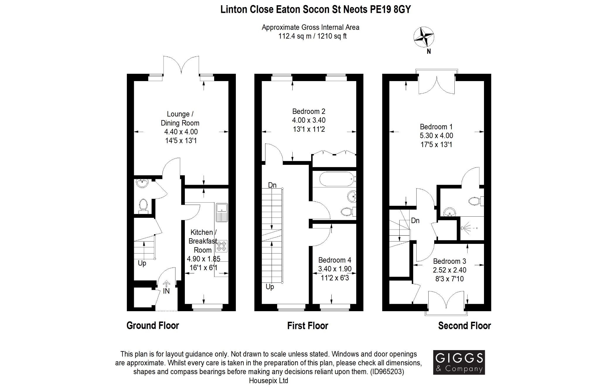 4 bed end of terrace house for sale in Linton Close, St Neots - Property Floorplan