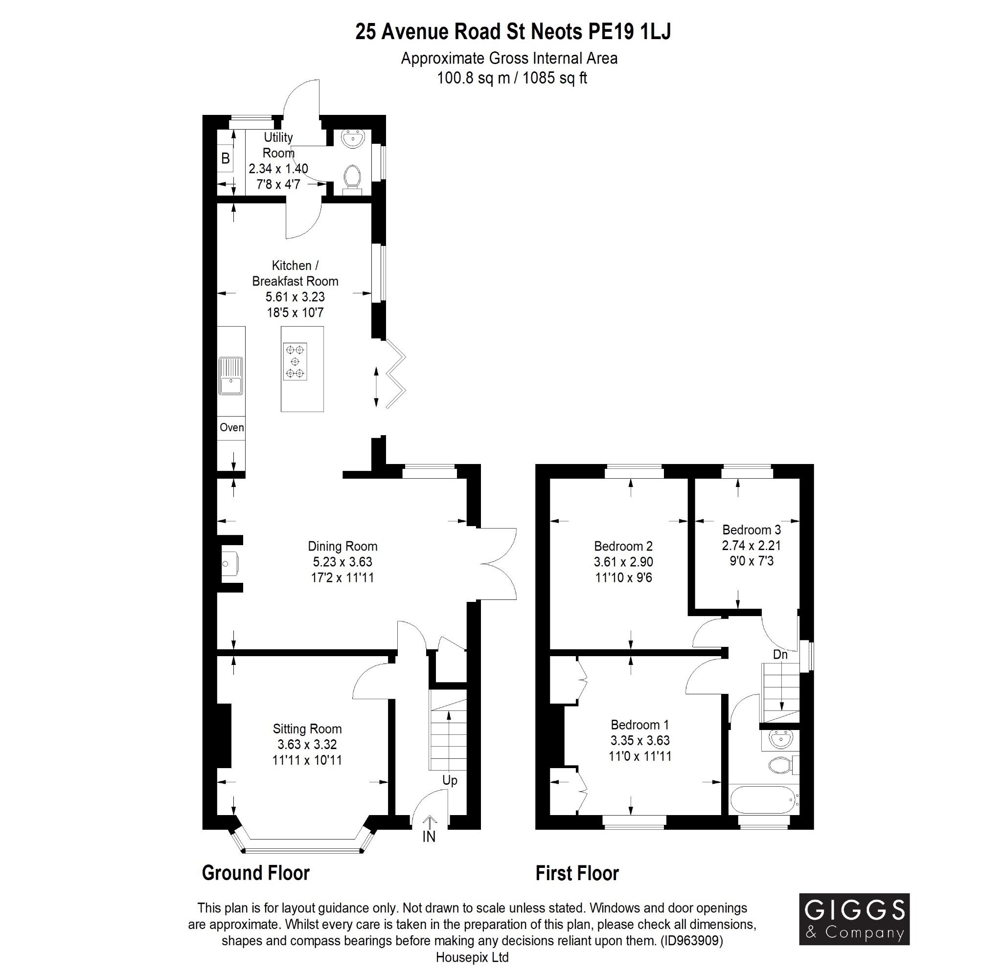3 bed semi-detached house for sale in Avenue Road, St. Neots - Property Floorplan