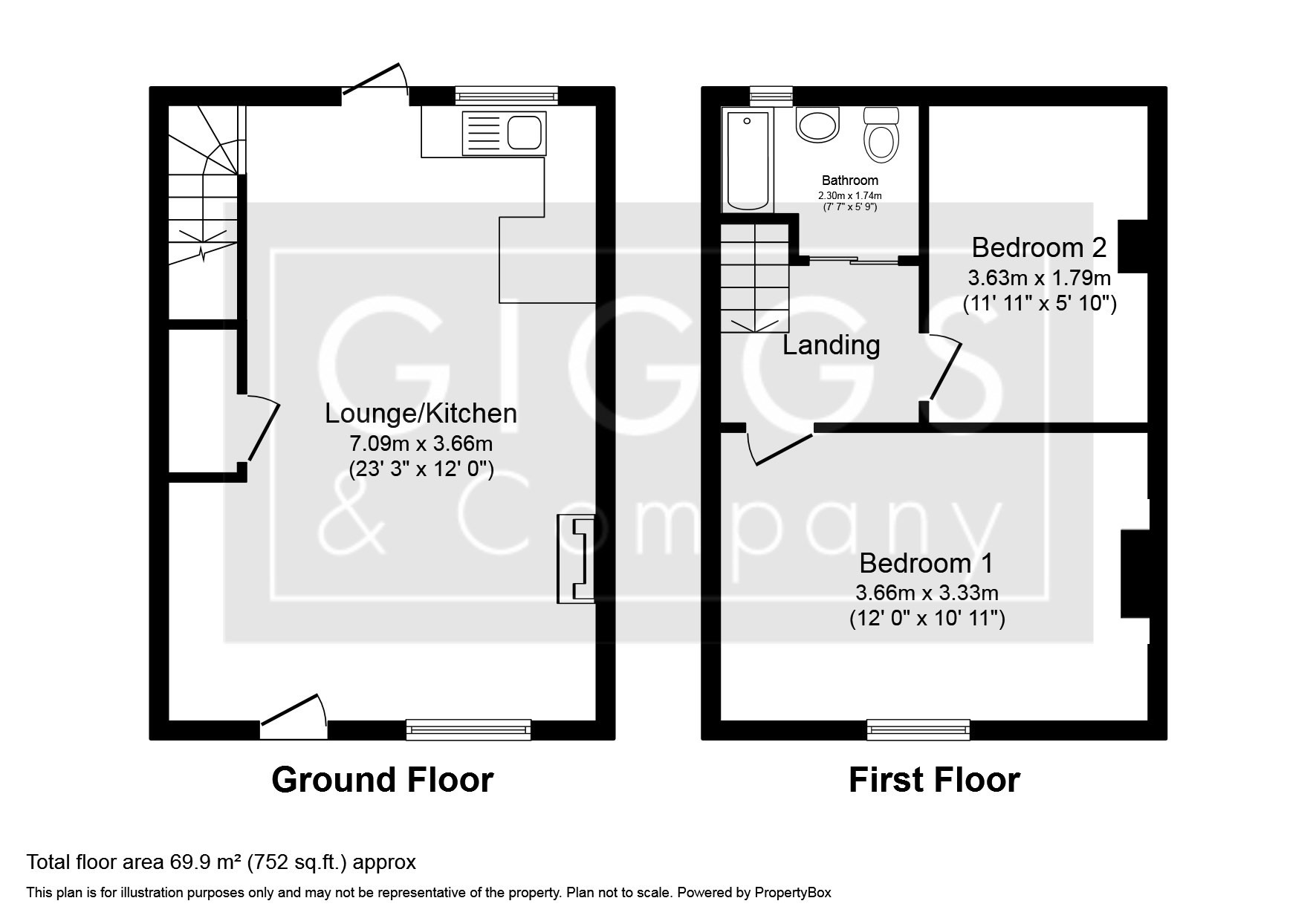 2 bed terraced house for sale in Ackerman Street, St Neots - Property Floorplan