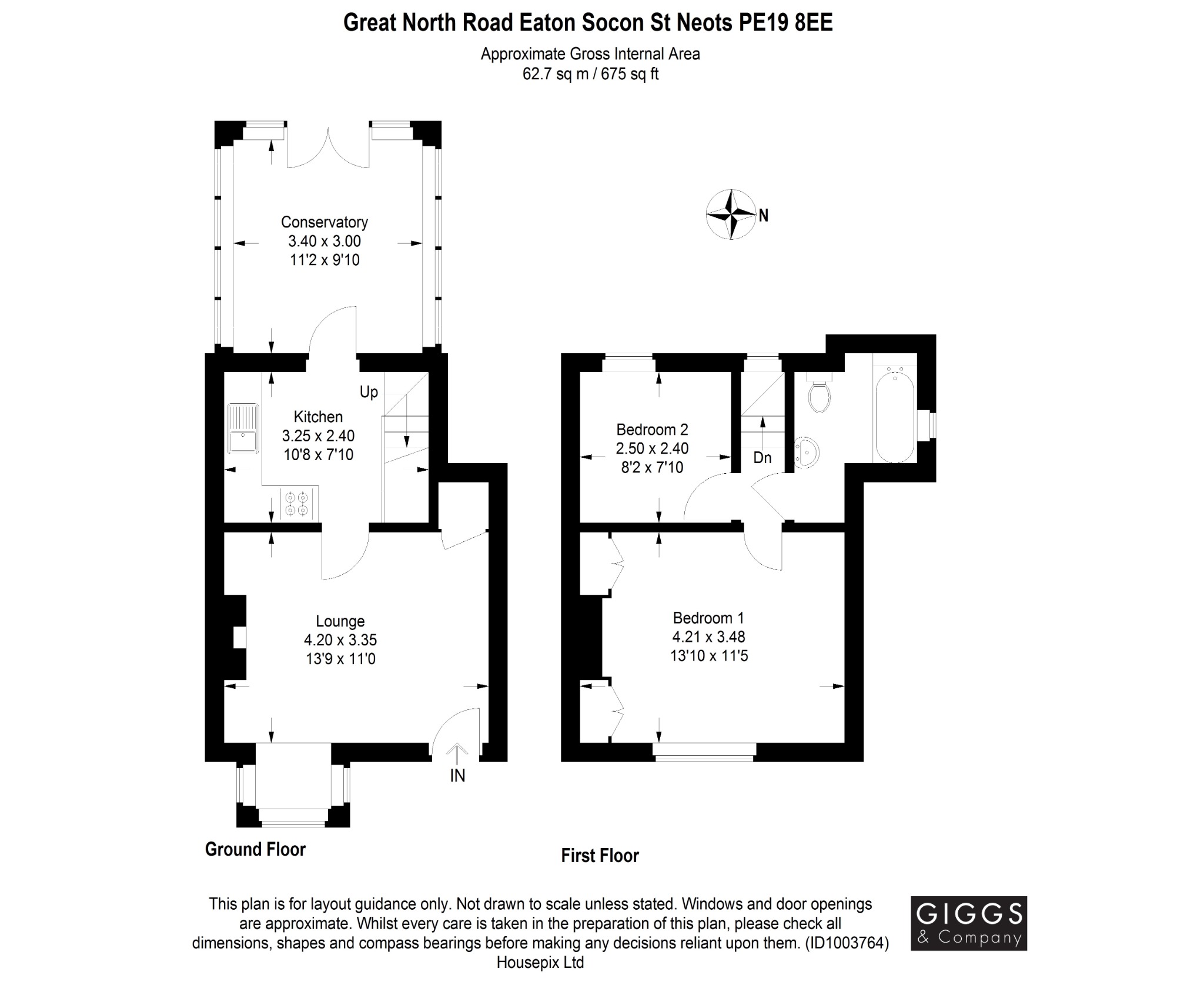 2 bed terraced house for sale in Great North Road, St Neots - Property Floorplan