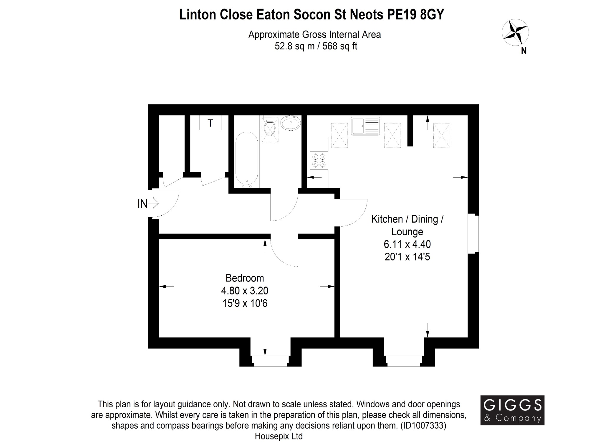 1 bed flat for sale in Linton Close, St Neots - Property Floorplan