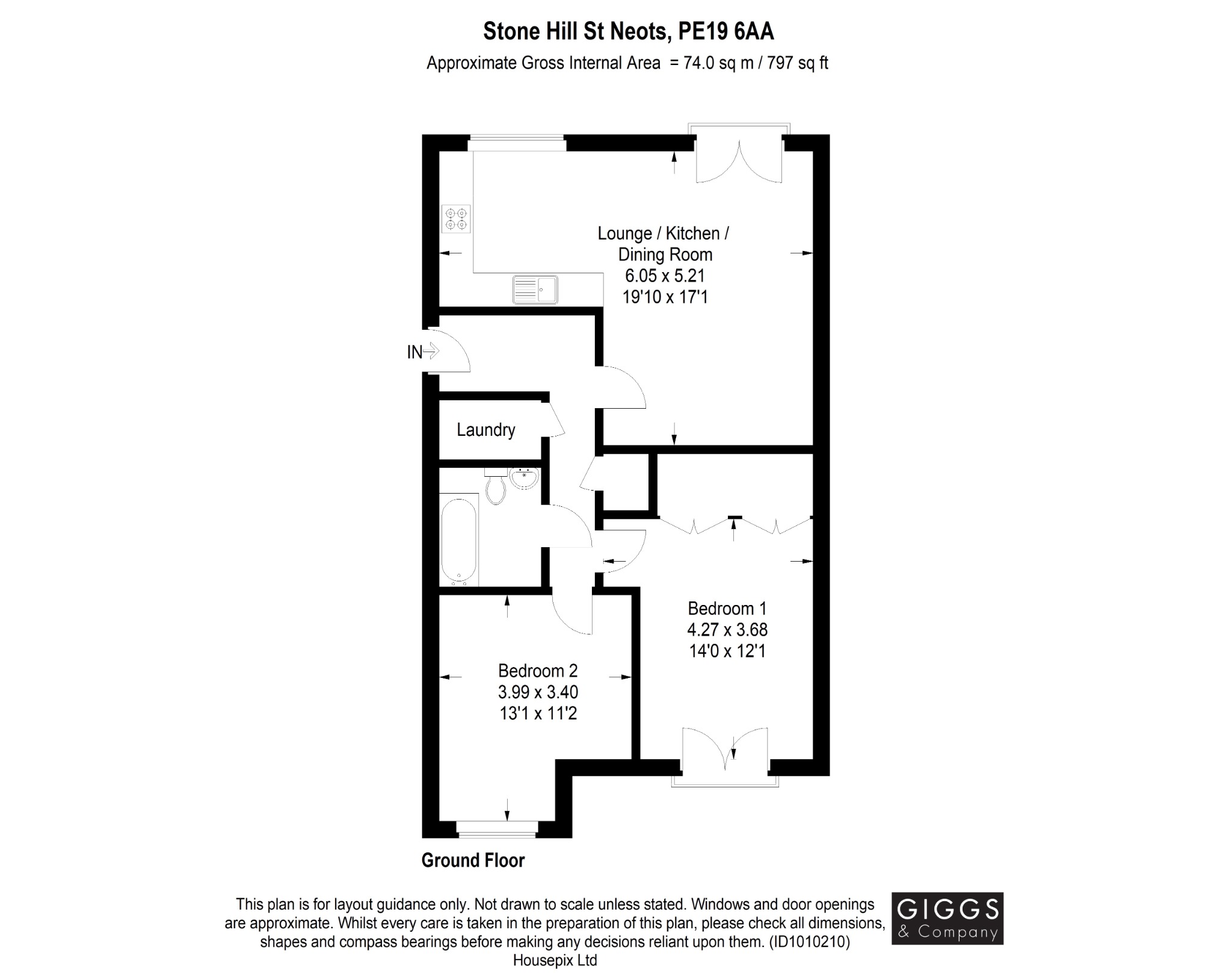 2 bed flat for sale in Stone Hill, St Neots - Property Floorplan