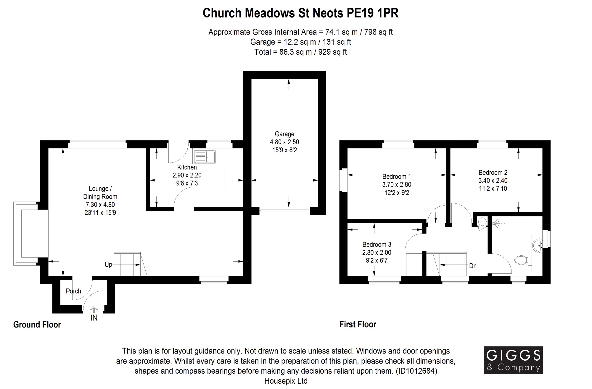 3 bed detached house for sale in Church Meadows, St Neots - Property Floorplan