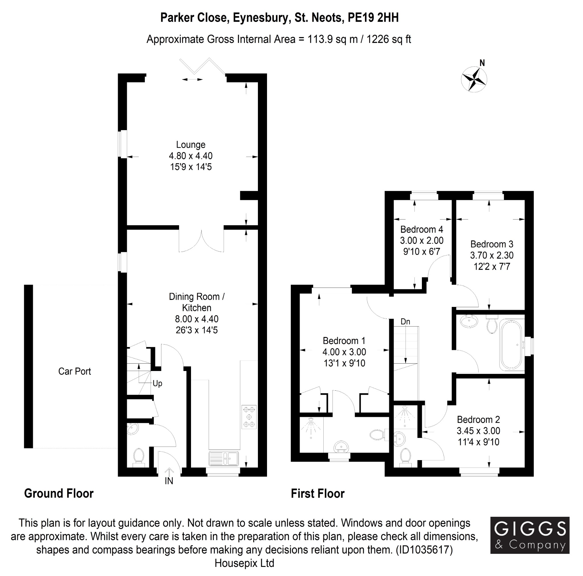 4 bed detached house for sale in Parker Close, St Neots - Property Floorplan
