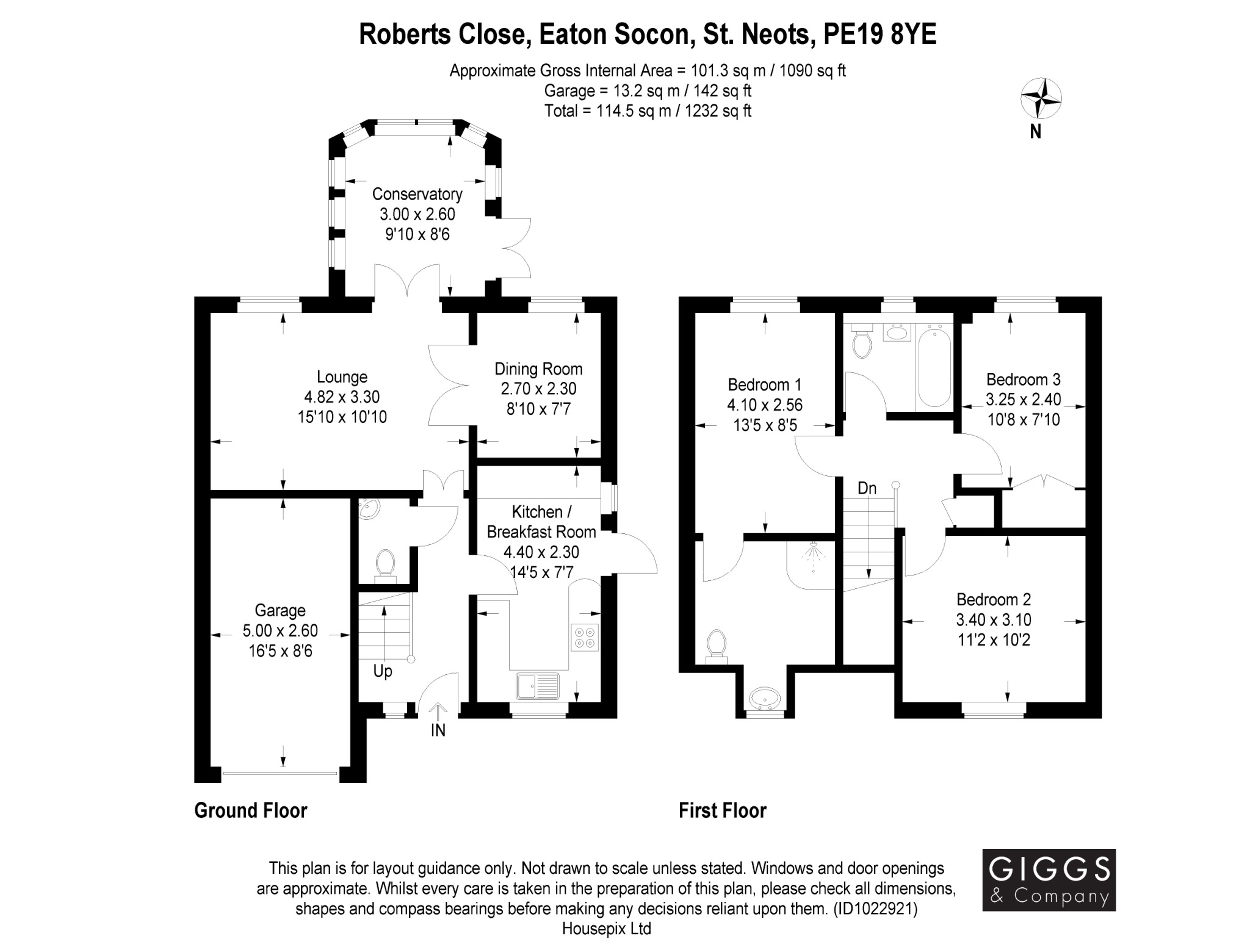 3 bed detached house for sale in Roberts Close, St Neots - Property Floorplan