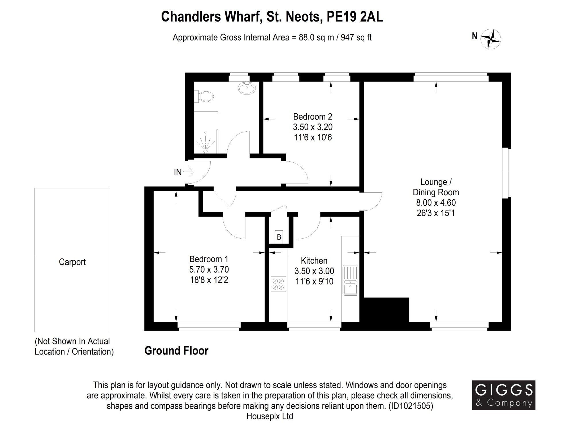 2 bed flat for sale in Chandlers Wharf, St Neots - Property Floorplan