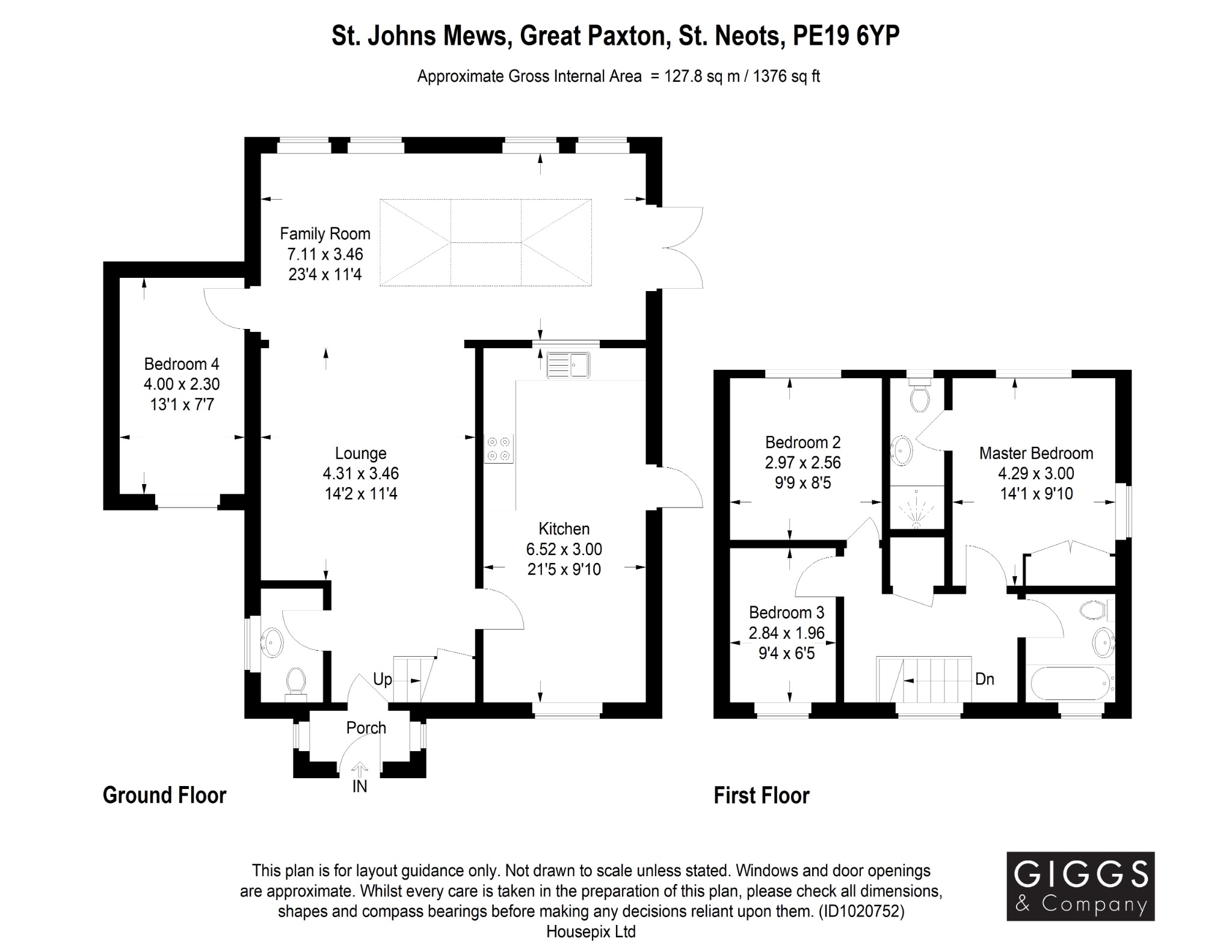 3 bed detached house for sale in St Johns Mews, St Neots - Property Floorplan