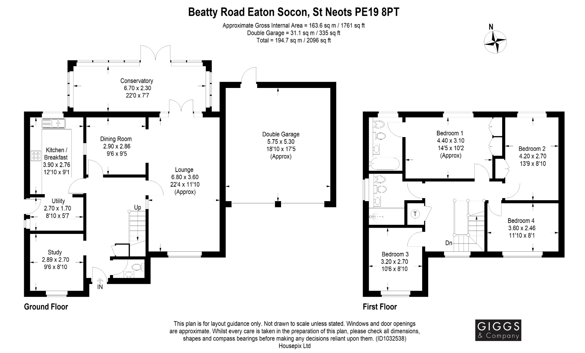 4 bed detached house for sale in Beatty Road, St Neots - Property Floorplan