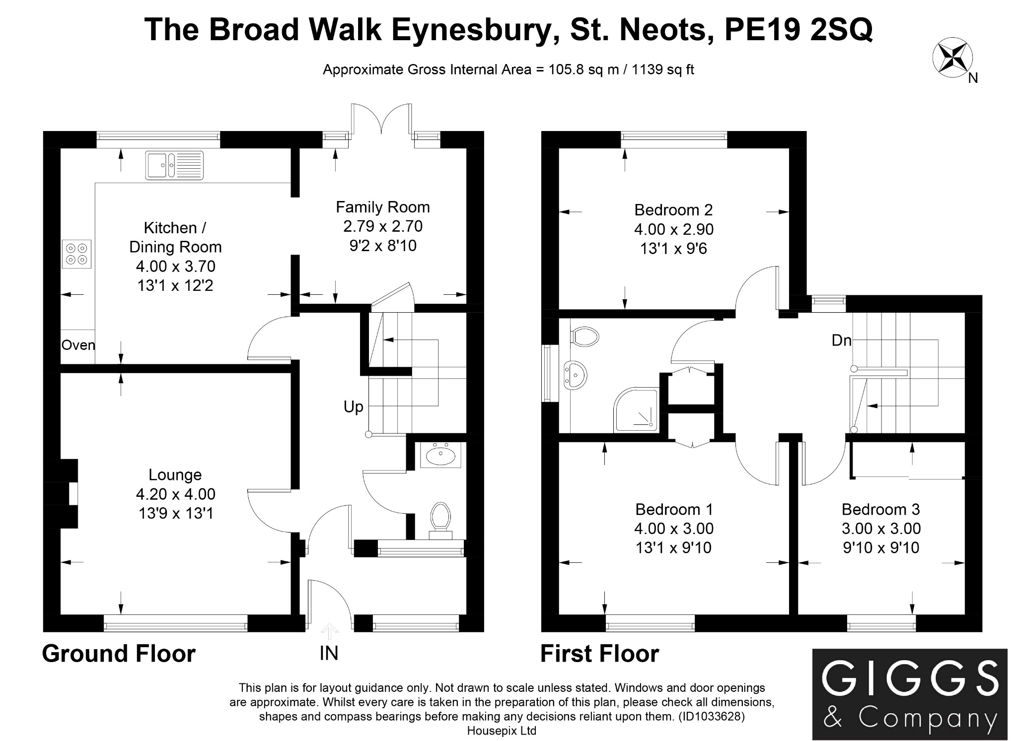 3 bed end of terrace house for sale in The Broad Walk, St Neots - Property Floorplan