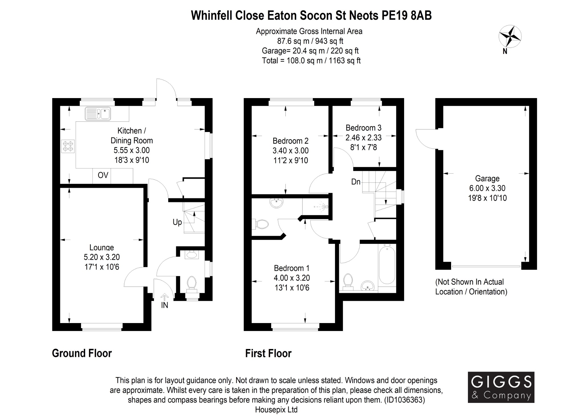 3 bed semi-detached house for sale in Whinfell Close, St Neots - Property Floorplan