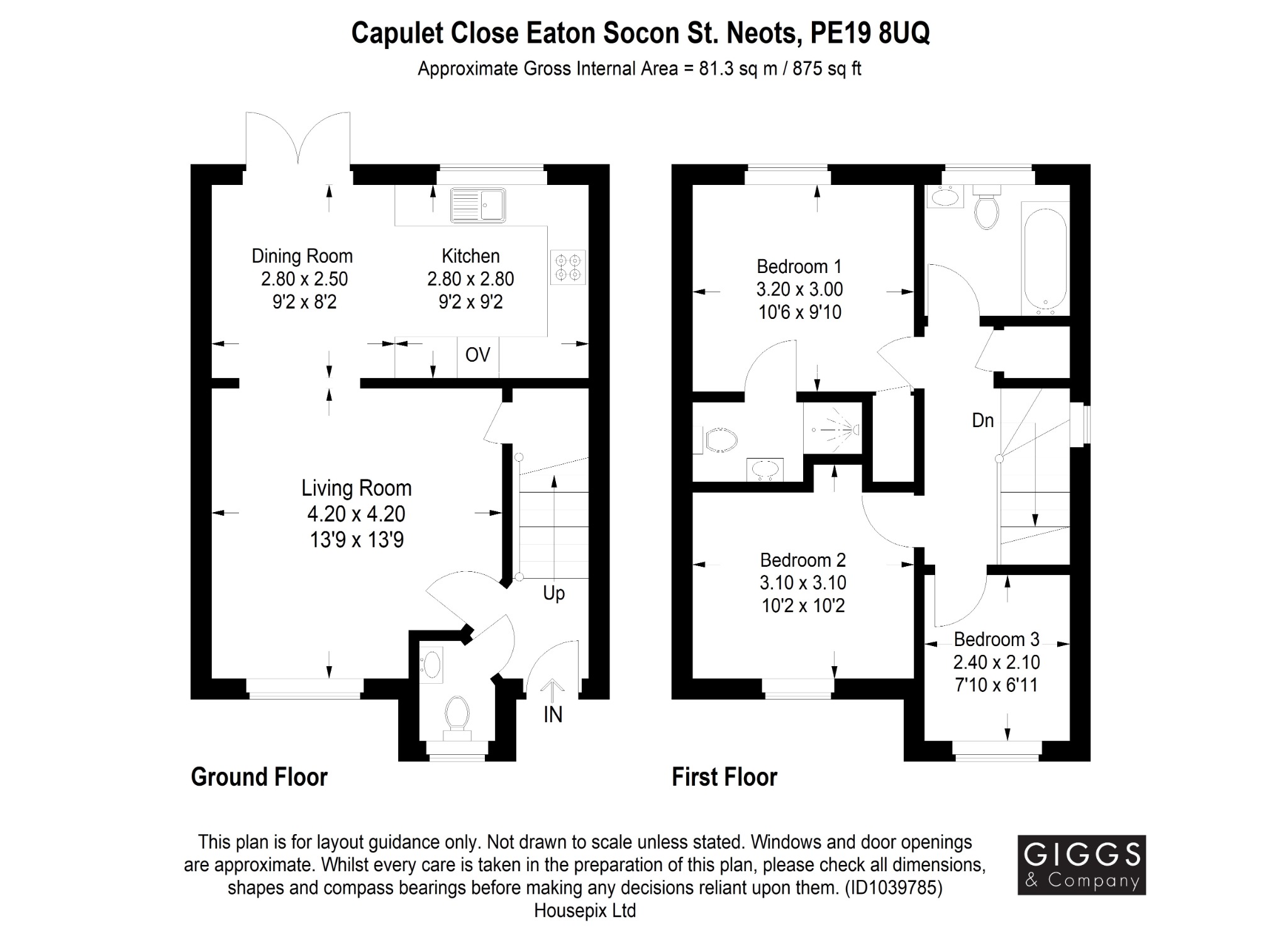 3 bed semi-detached house for sale in Capulet Close, St Neots - Property Floorplan
