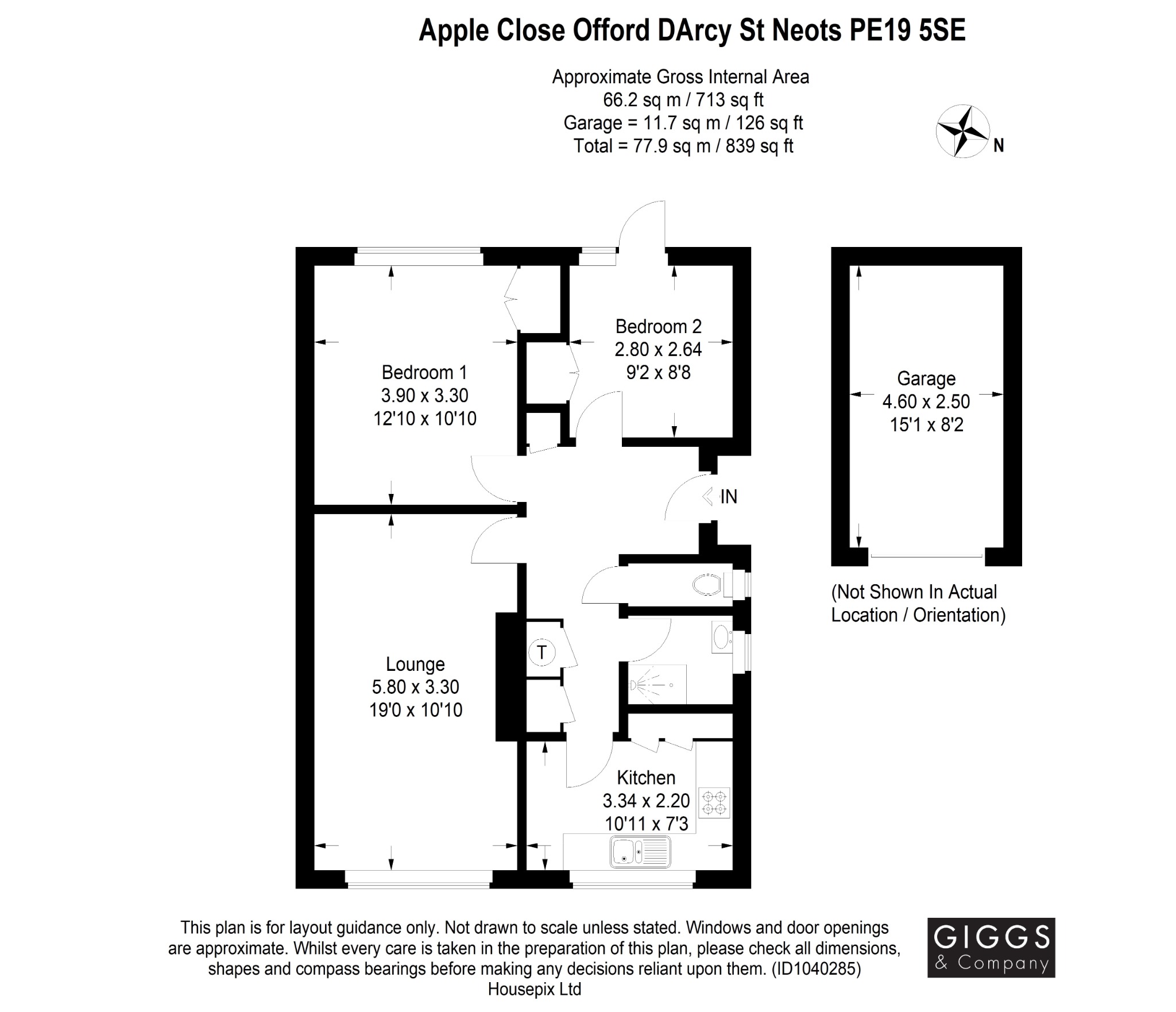 2 bed bungalow for sale in Apple Close, St Neots - Property Floorplan