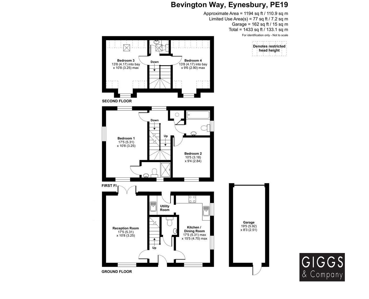 4 bed detached house for sale in Bevington Way, St Neots - Property Floorplan