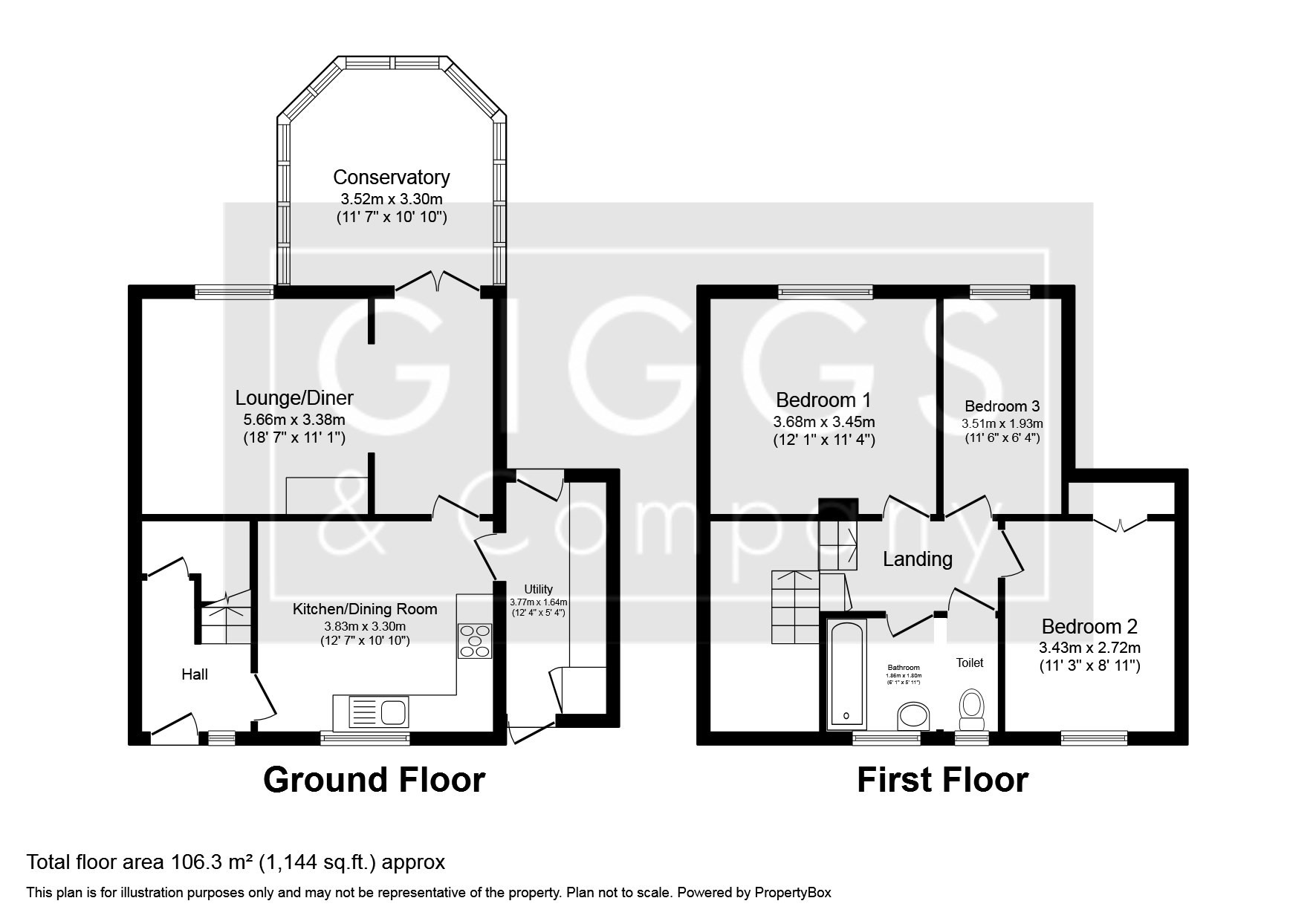 3 bed terraced house for sale in Hampden Way, St Neots - Property Floorplan