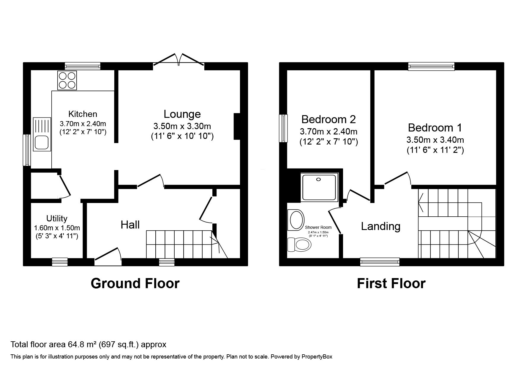 2 bed semi-detached house for sale in Potton Road, St Neots - Property Floorplan