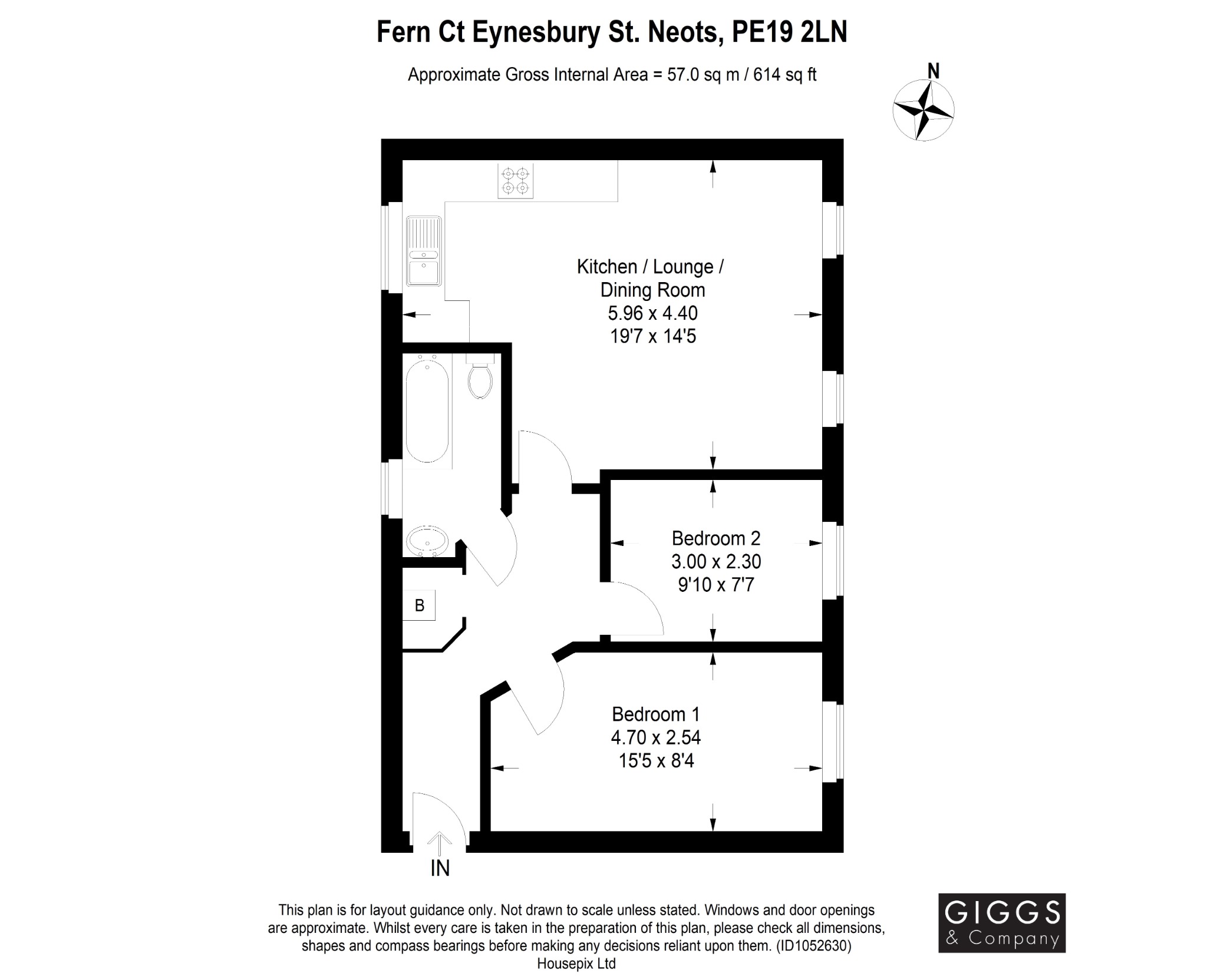2 bed flat for sale in Fern Court, St Neots - Property Floorplan