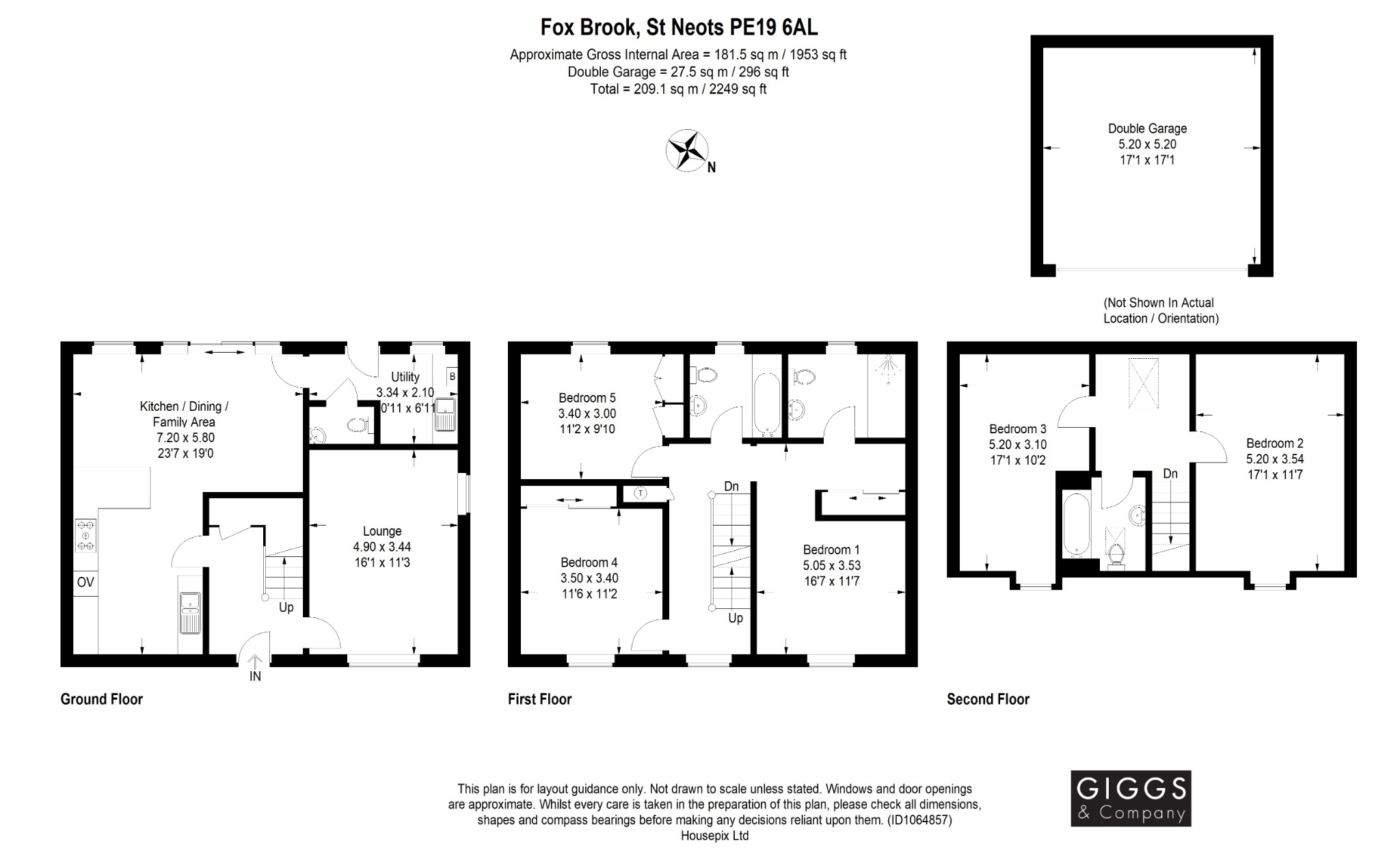 5 bed detached house for sale in Fox Brook, St Neots - Property Floorplan