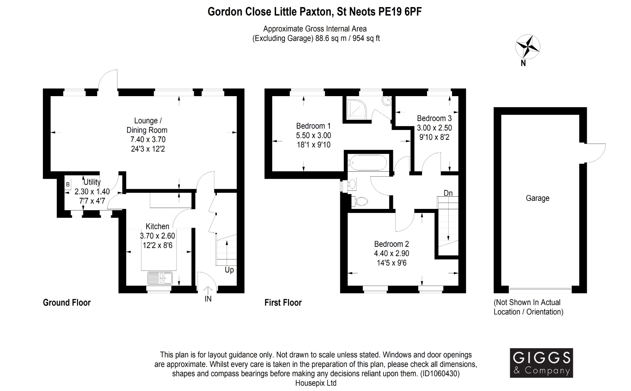3 bed semi-detached house for sale in Gordon Close, St Neots - Property Floorplan