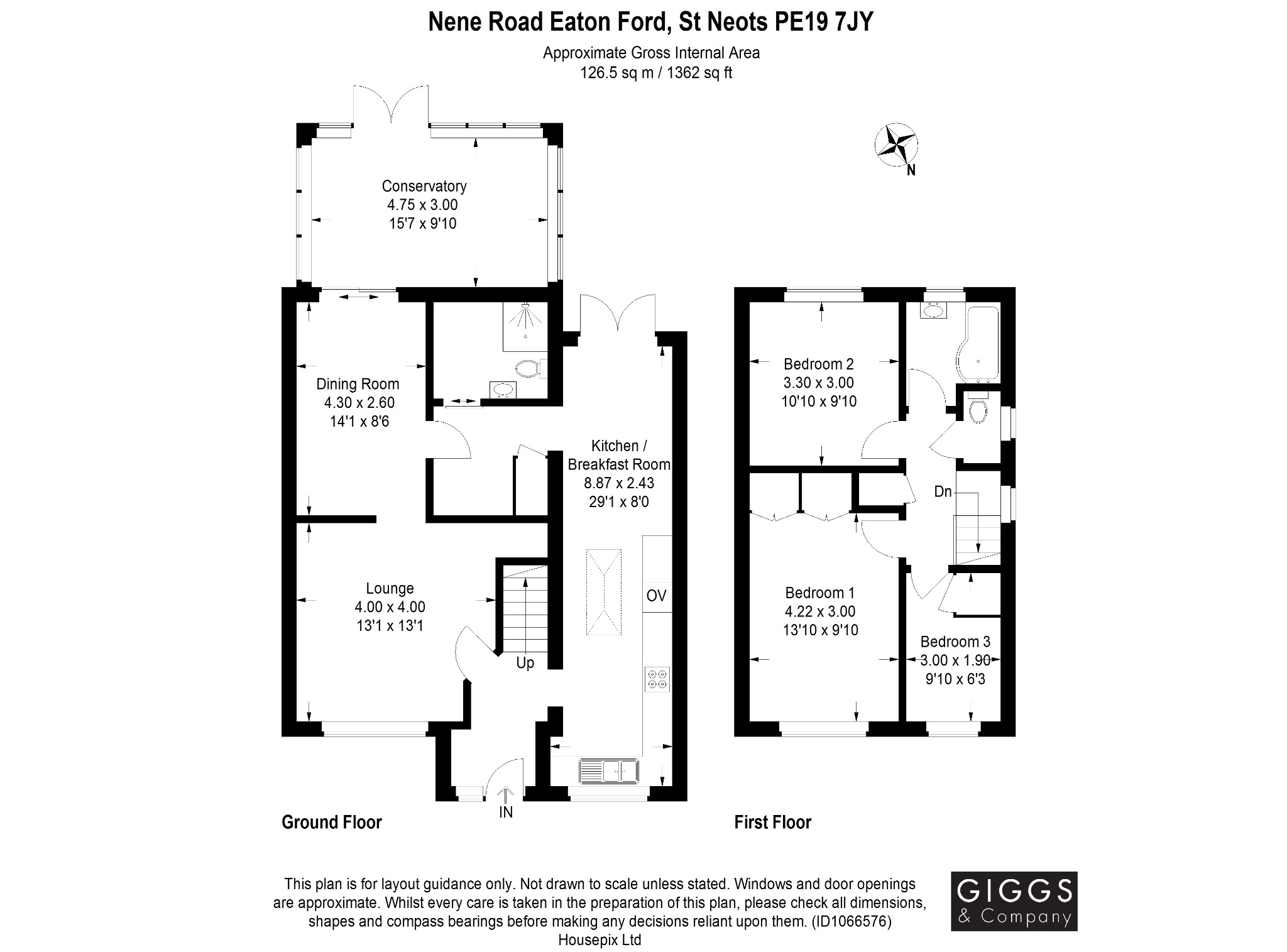 3 bed semi-detached house for sale in Nene Road, St Neots - Property Floorplan