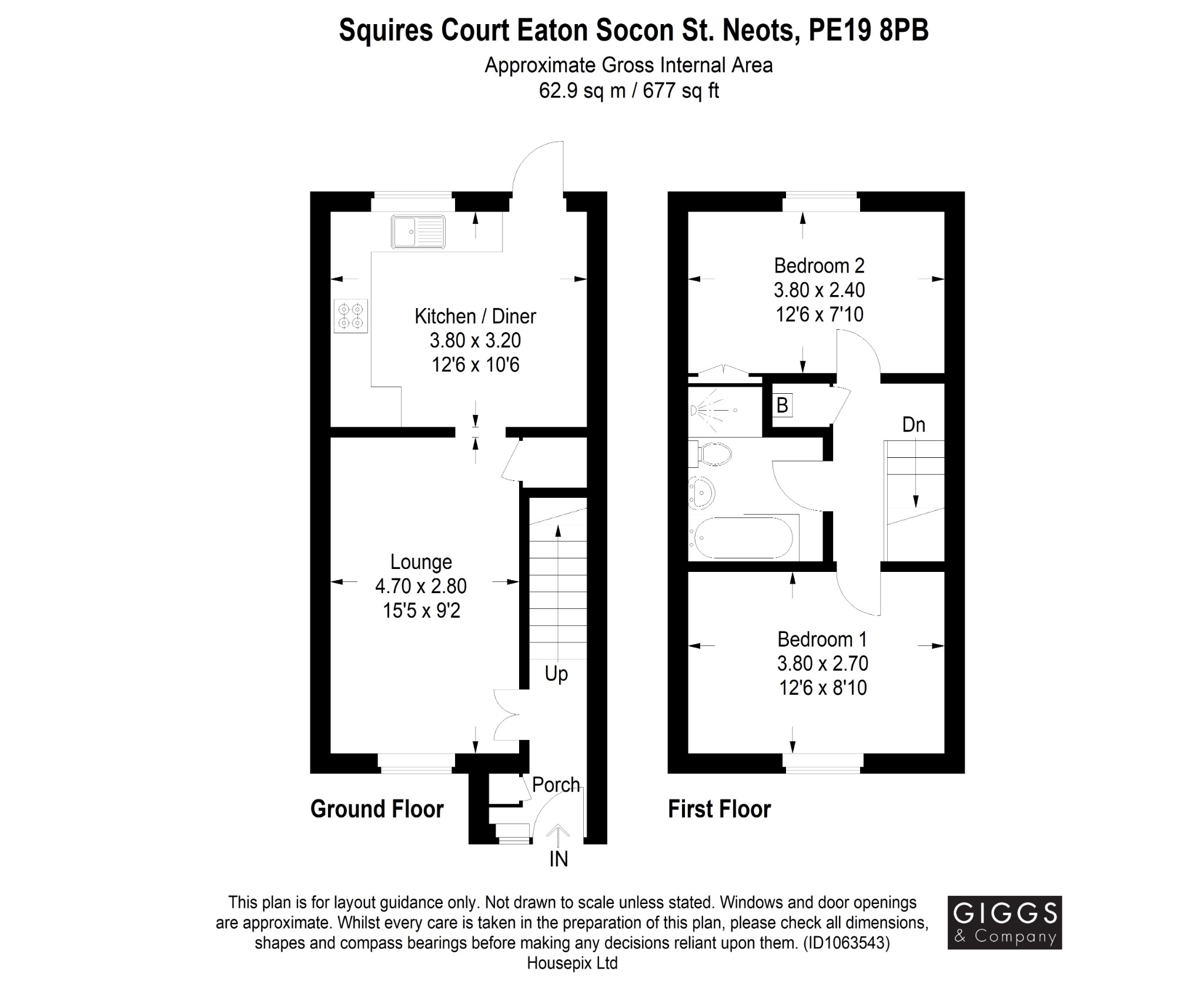 2 bed terraced house for sale in Squires Court, St Neots - Property Floorplan
