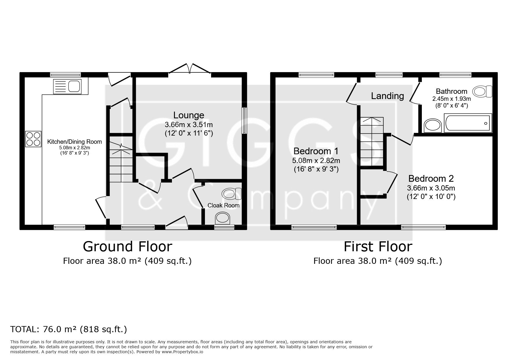 2 bed semi-detached house for sale in Gorham Way, St. Neots - Property Floorplan