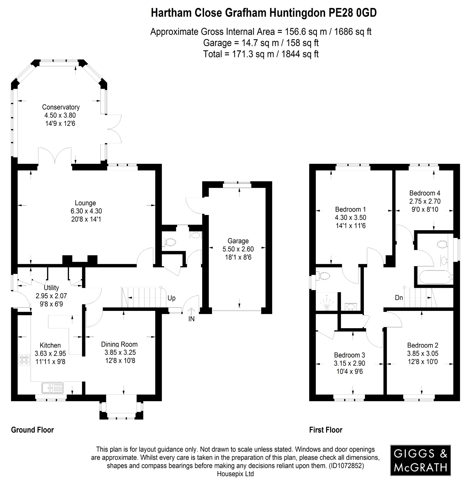 4 bed detached house for sale in Hartham Close, Huntingdon - Property Floorplan