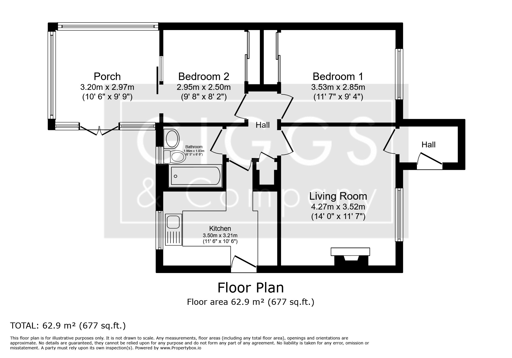 2 bed semi-detached bungalow for sale in Douglas Road - Property Floorplan