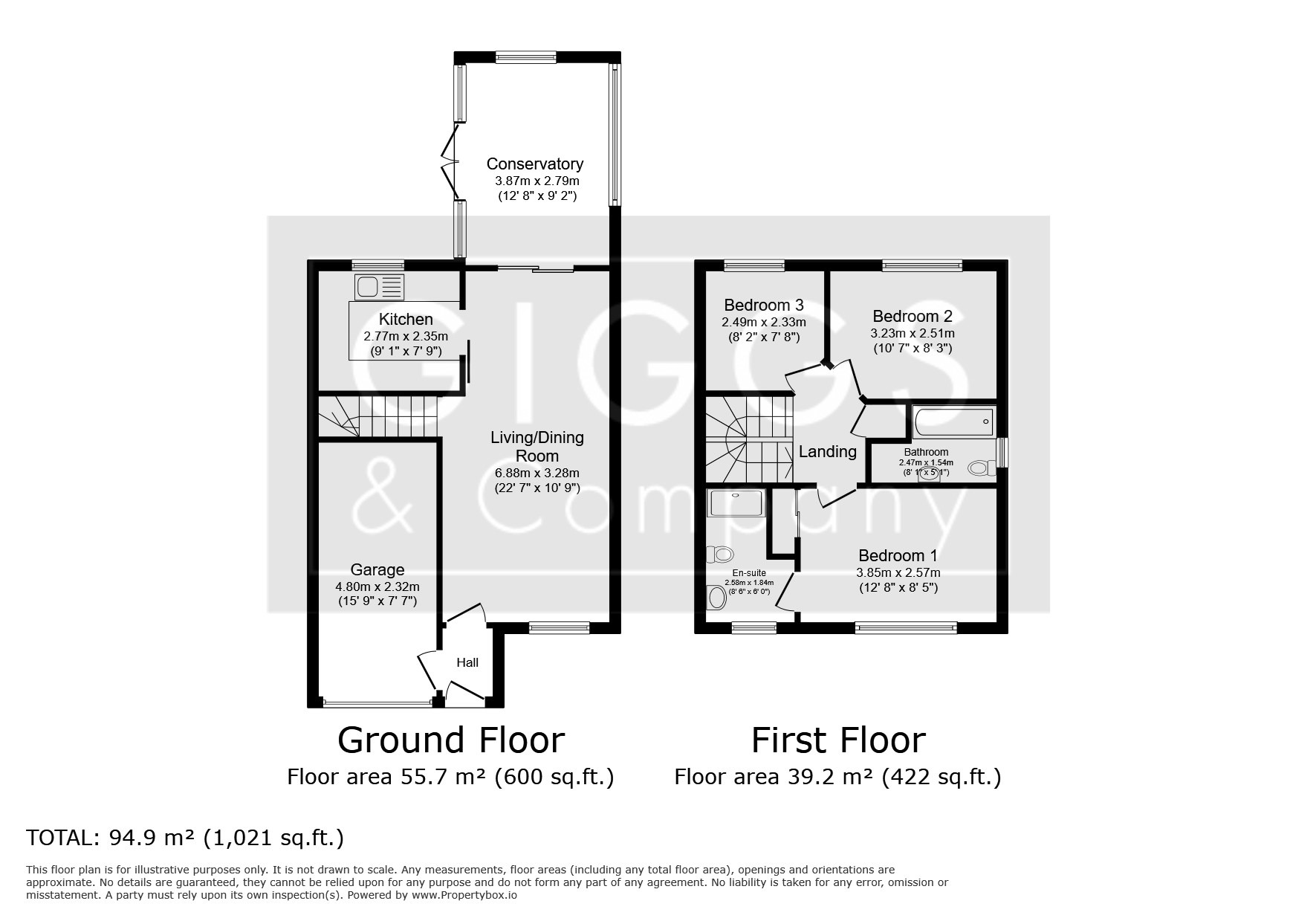 3 bed semi-detached house for sale in Alnwick Close, Sandy - Property Floorplan