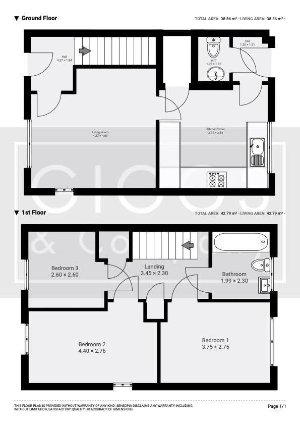 3 bed end of terrace house for sale in The Pastures - Property Floorplan