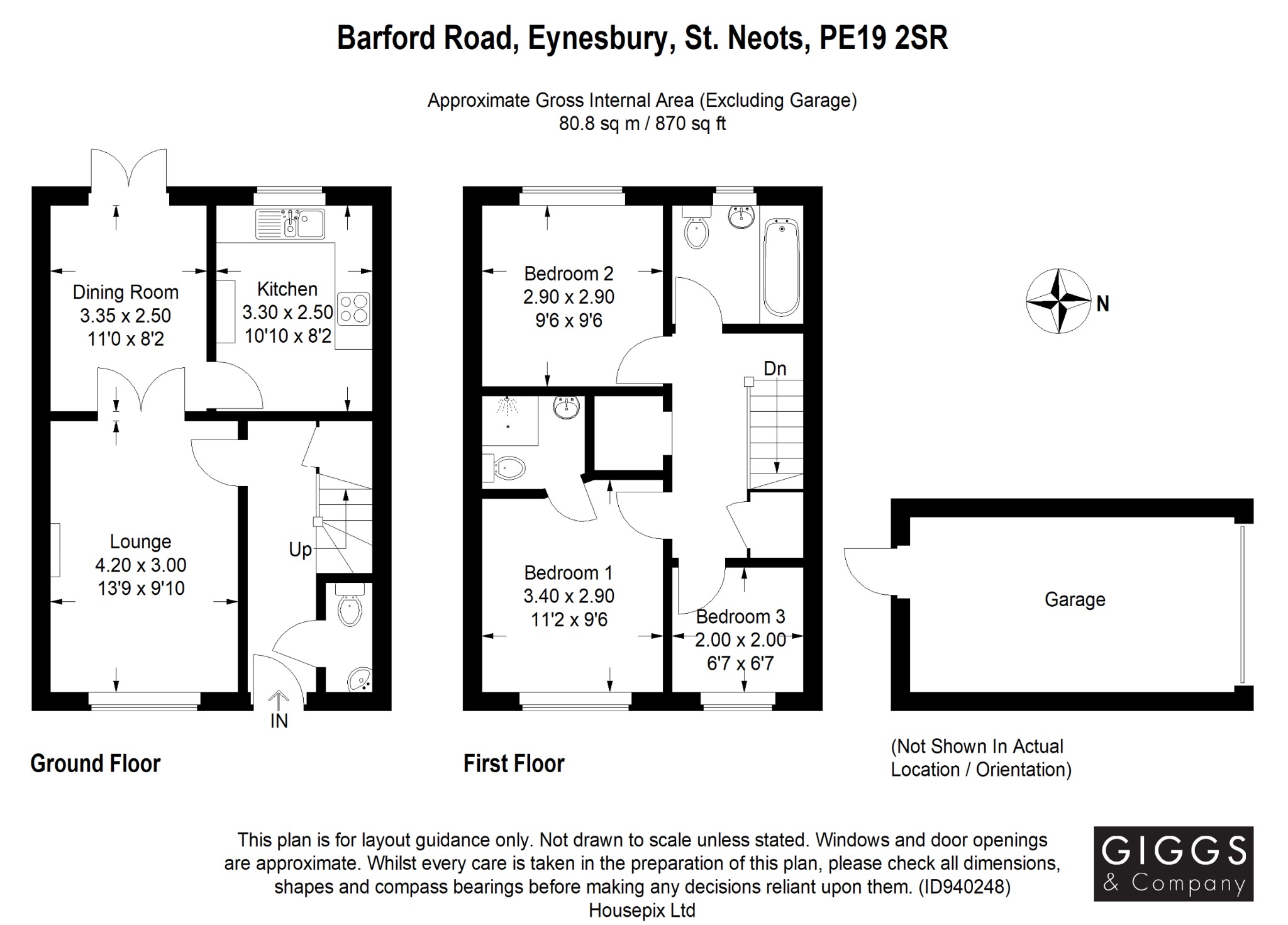 3 bed end of terrace house for sale in Barford Road, St. Neots - Property Floorplan