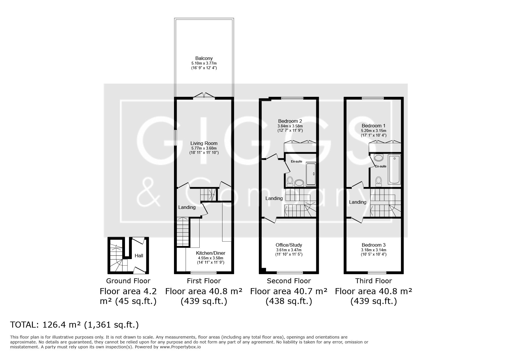 3 bed town house for sale, St. Neots - Property Floorplan